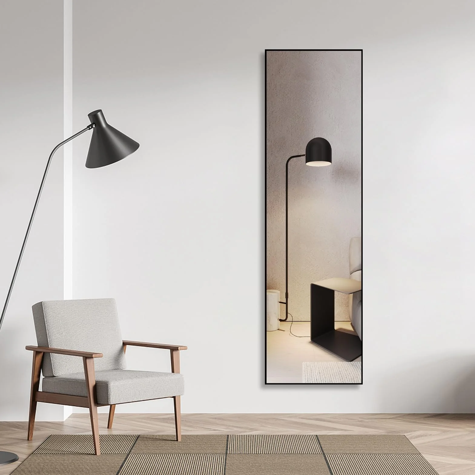 Miroir sur pied Noir 140 x 41 cm pour salon et chambre