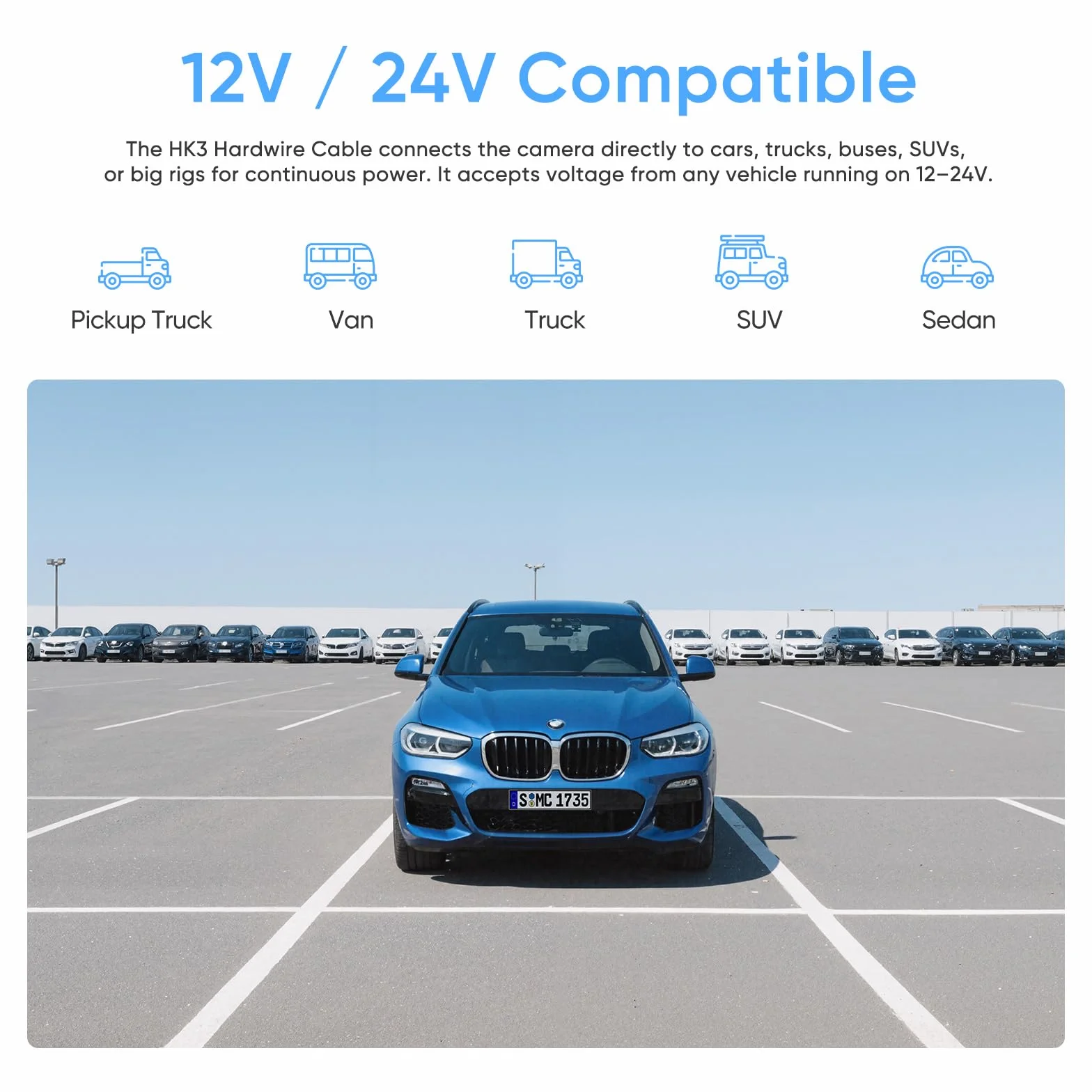 Viofo HK3 Kabel do twardego podłączenia dla A129, A129 Plus, A129 PRO, A129 IR, A119 V3, umożliwia tryb parkingowy, ochrona przed niskim napięciem (zestaw bezpiecznik tap nie wliczony)