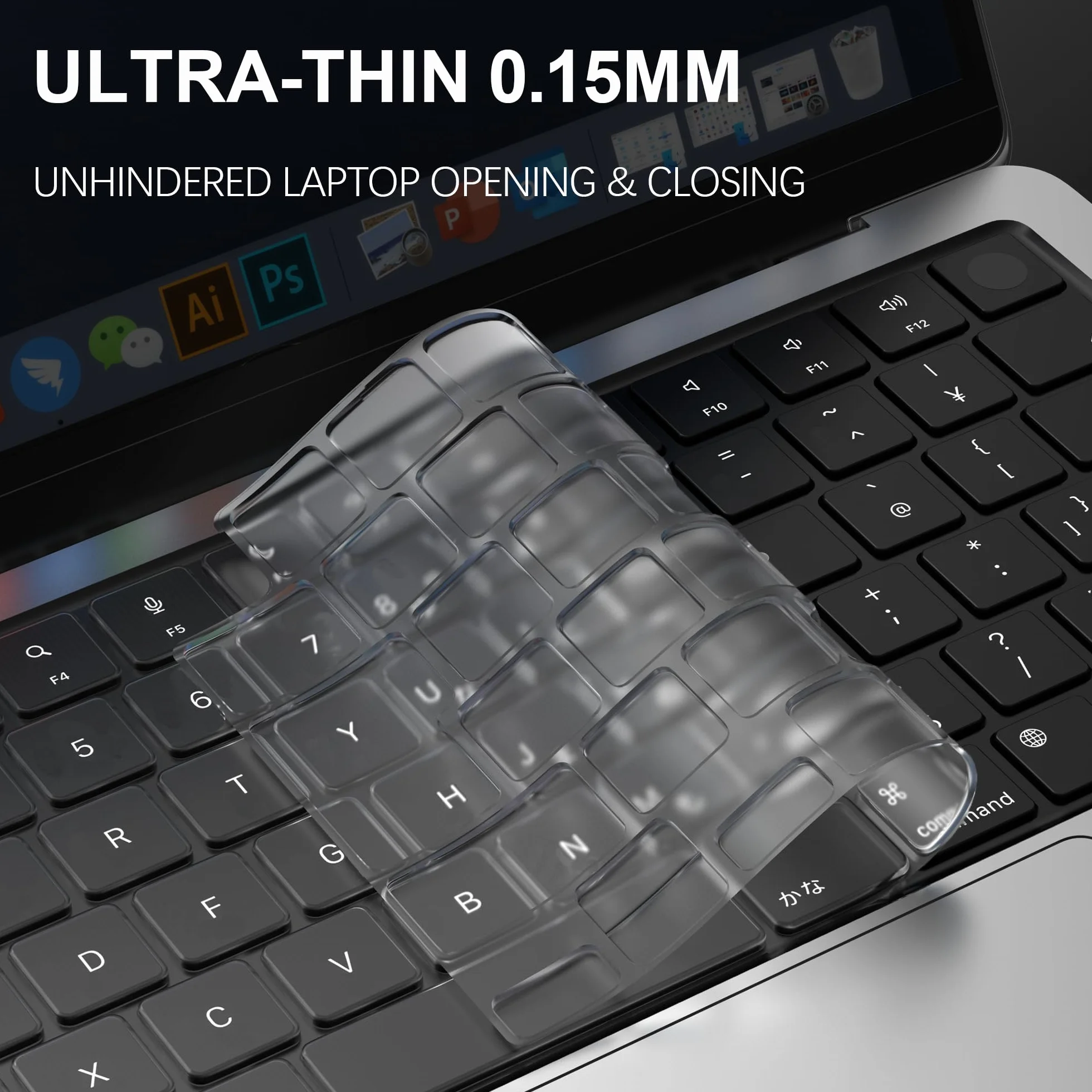 Protection Clavier Compatible MacBook Air 13.6 15 Pouces M5 M4 M3 M2 MacBook Pro 14 16 M5-M1 Pro Max EU-Layout TPU Clair