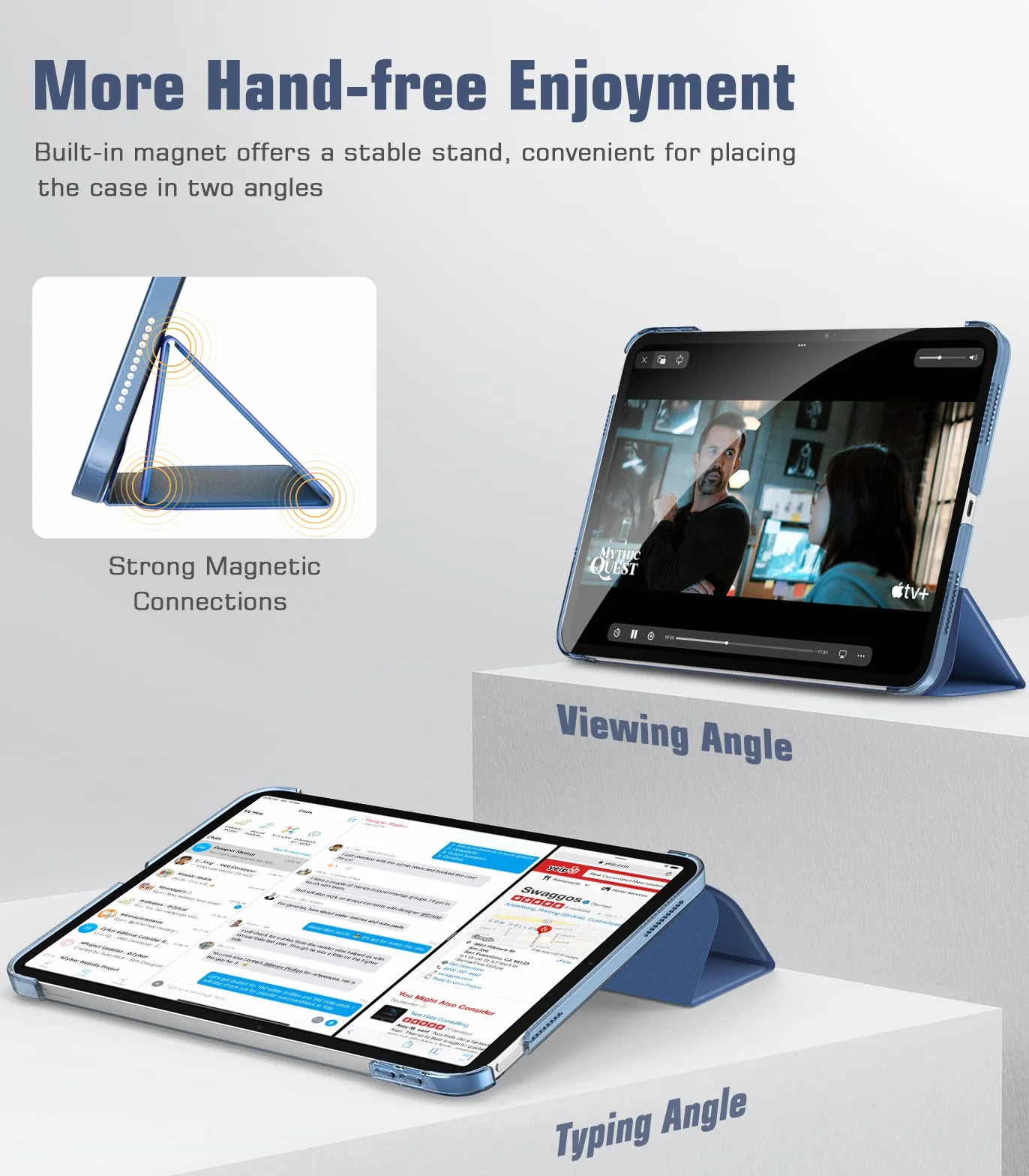 TiMOVO Coque iPad 11ème Génération 11 Pouces 2025, iPad 10ème Génération 10,9 Pouces 2022, Housse Arrière Translucide PC Bleu Abysse