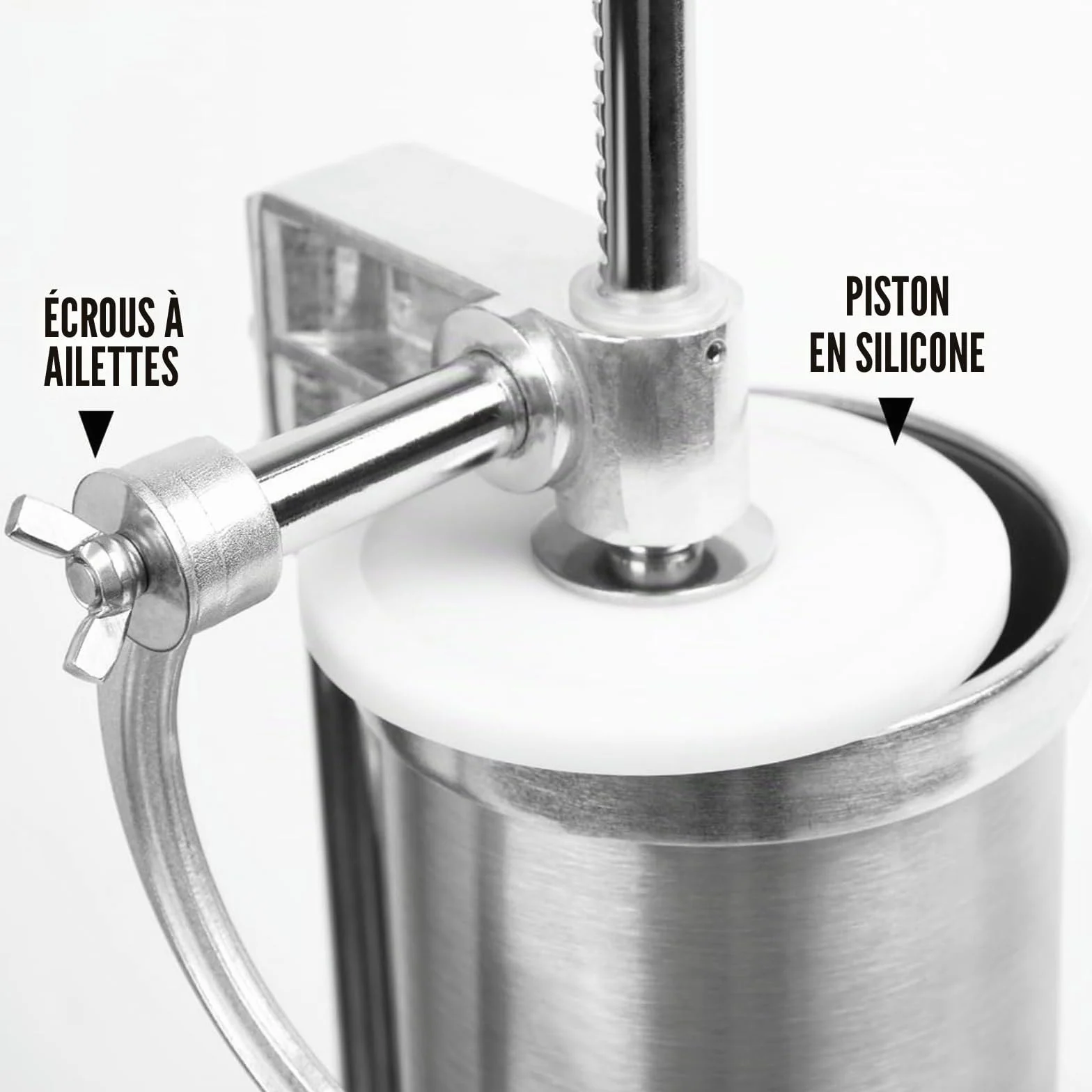 Machine à embosser les saucisses verticale équipée de 8 entonnoirs et d'un piston en silicone (capacité de 5,0 lb)