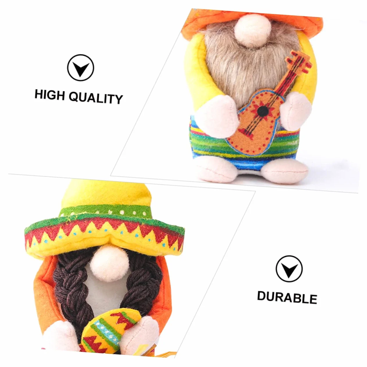 Cabilock 2 pièces Poupées Mexicaines avec Sombrero Ensemble De Jouets Festifs pour Décoration Et Jeux