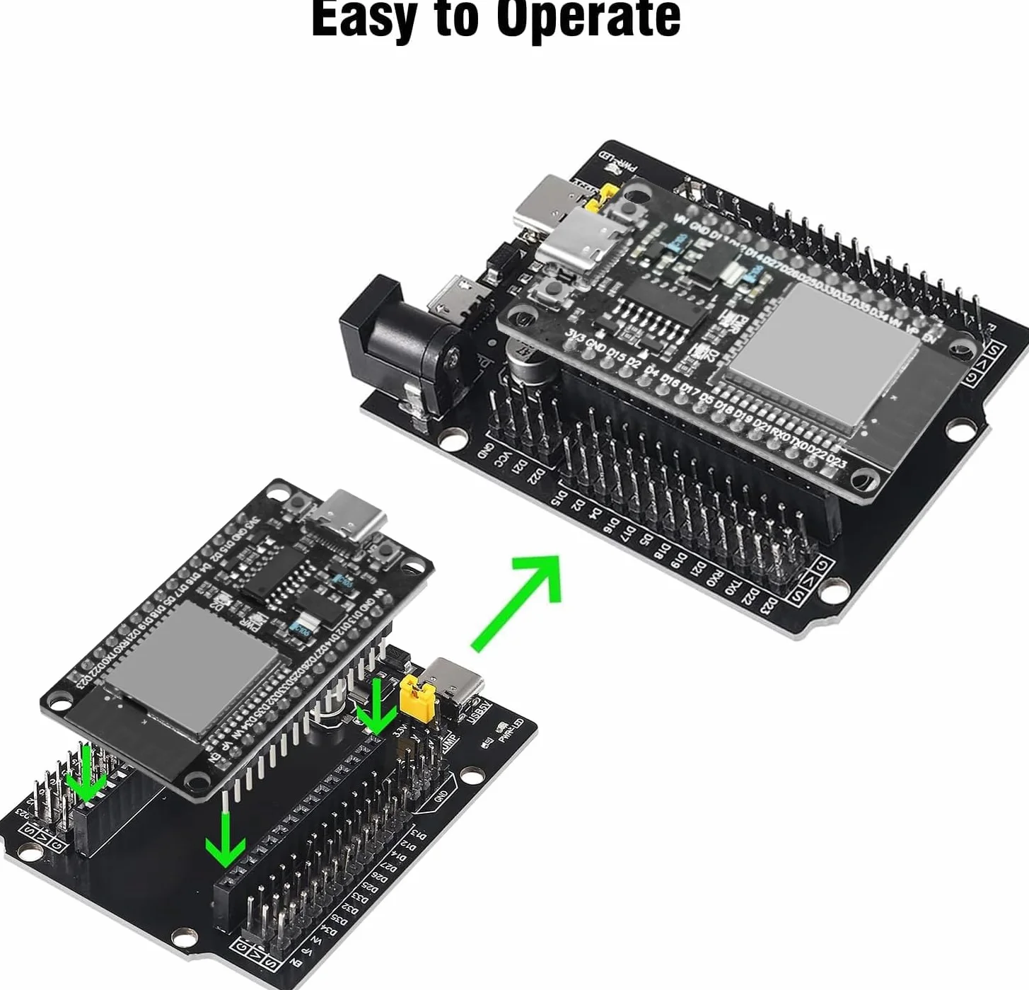 Binghe ESP-32-WROOM-32 Carte de développement CH340 Type C WiFi Bluetooth 2,4 GHz Compatible Arduino 2 pièces