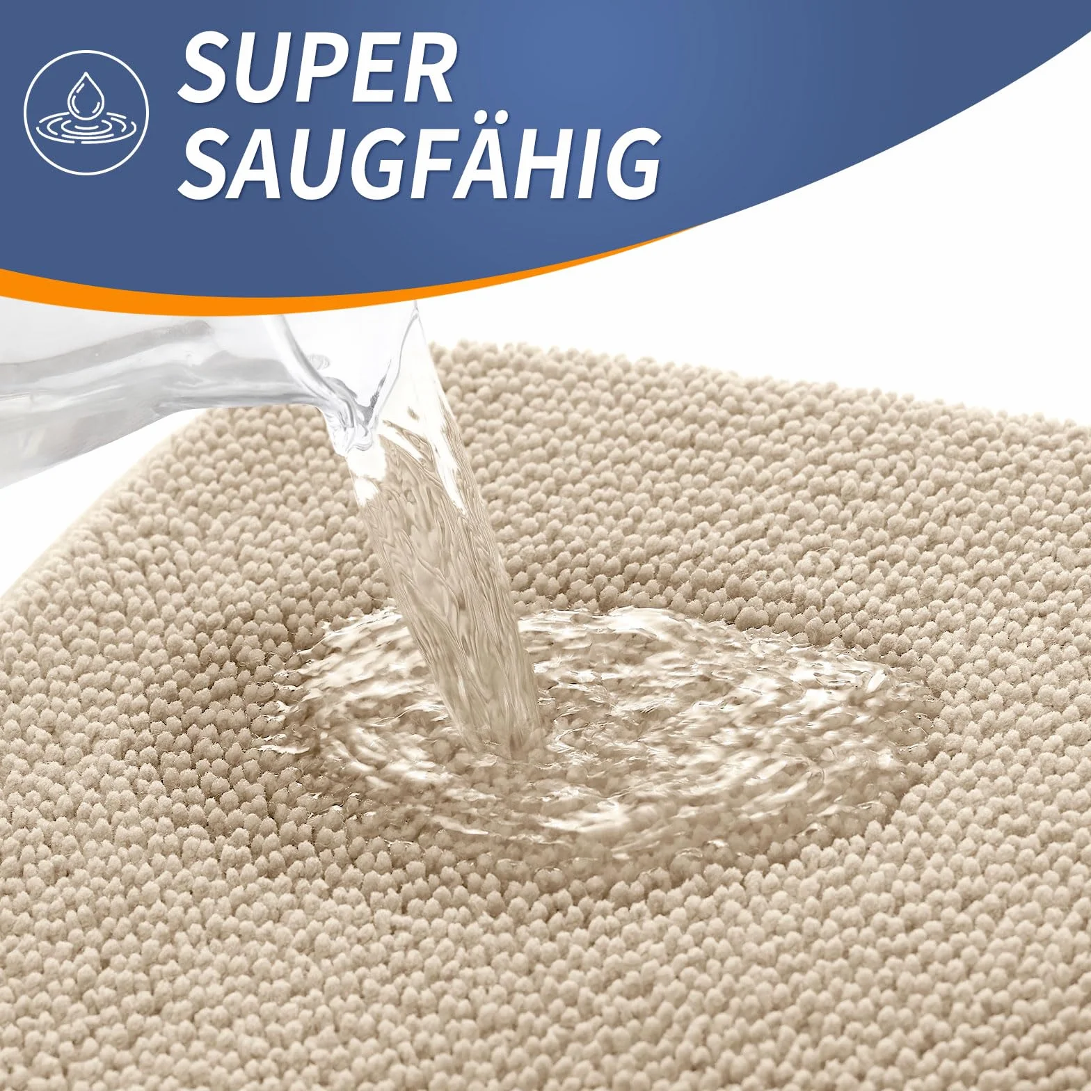 Homaxy Tapis de bain en mousse à mémoire de forme 60 x 90 cm Beige Antidérapant Absorbant