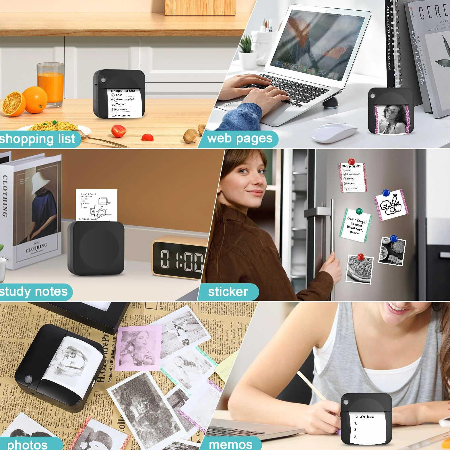 Imprimante Photo Portable Sans Fil Mini Instantané Thermique Mobile