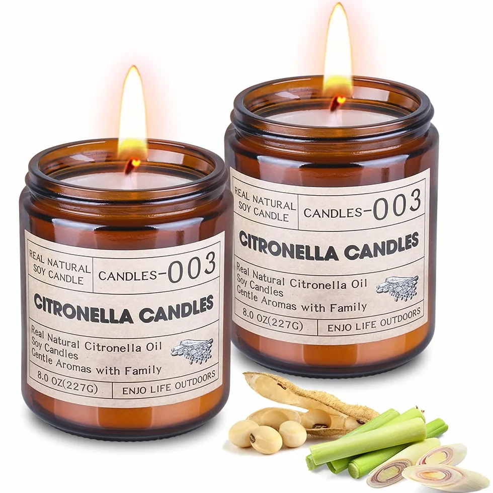 Grande Bougie à la Citronnelle 240 Heures - Extérieure en Cire de Soja