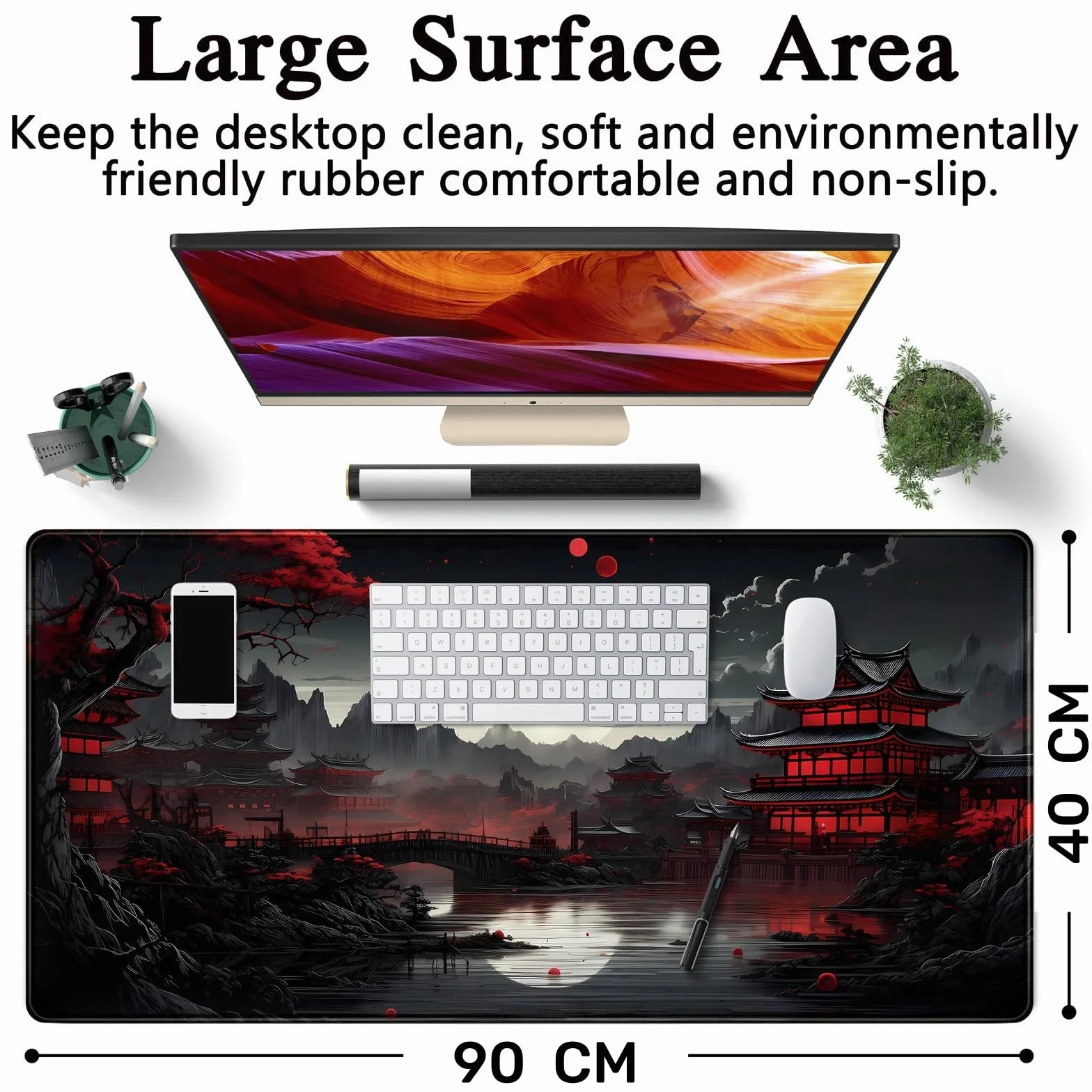 Grand Tapis De Souris Gaming XXL 900 x 400 mm Gamer Mouse Pad Coutures sur Les Bords Base Caoutchouc Antidérapant