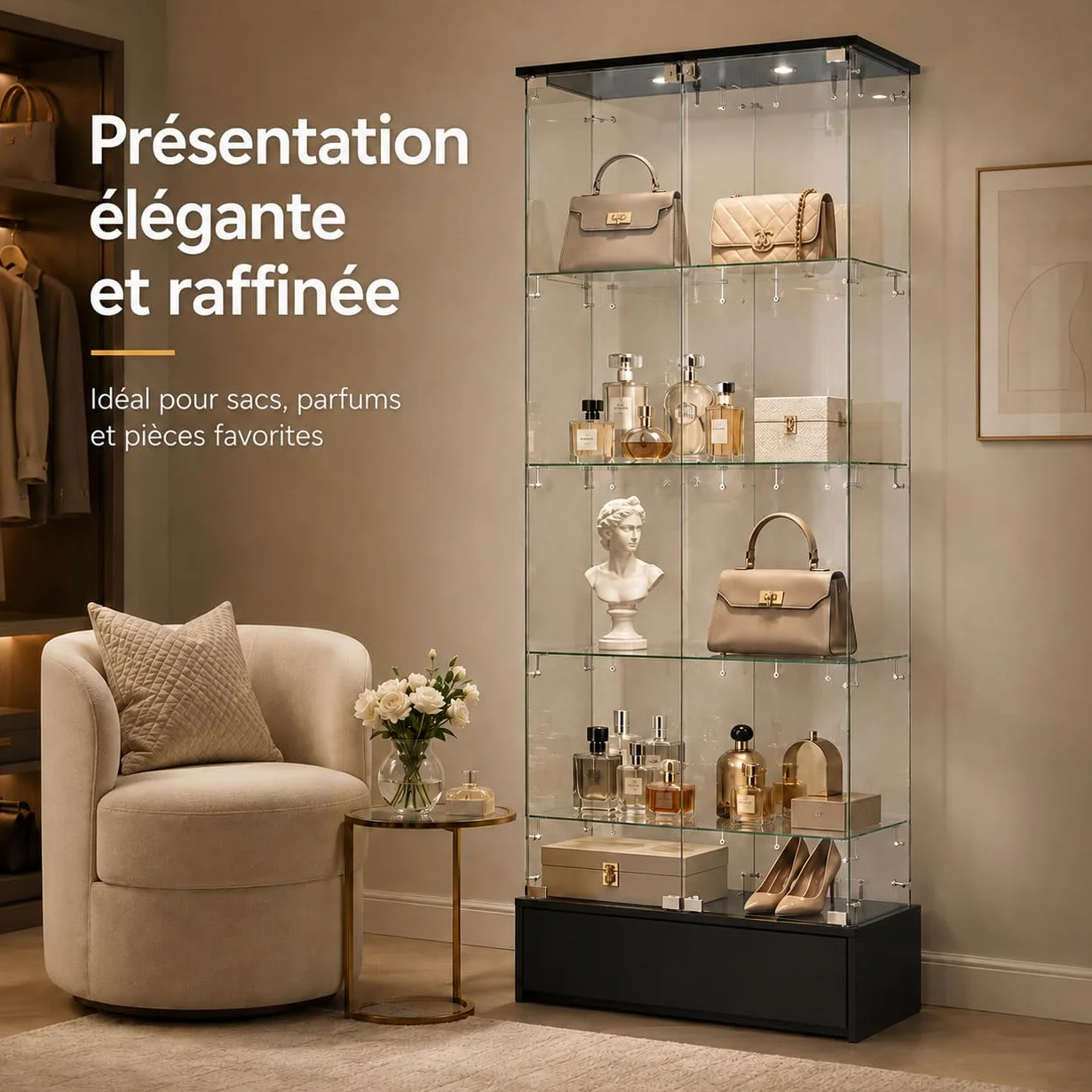 Vitrine en verre trempé