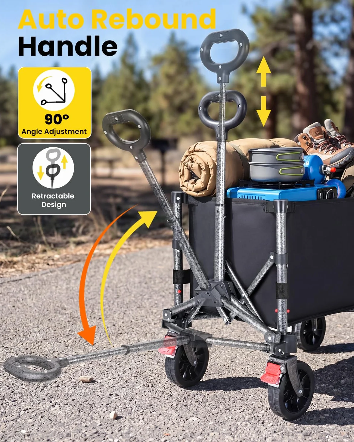 Chariot de Courses Pliable 70L 80kg Yeaupe Pro avec Fermeture Éclair et Poignée Réglable