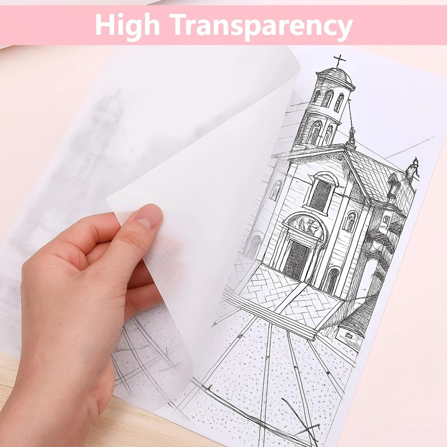 Papier Calque en Rouleau 30 cm x 50 m 26 g/m² Transparent pour Croquis Couture et Bricolage