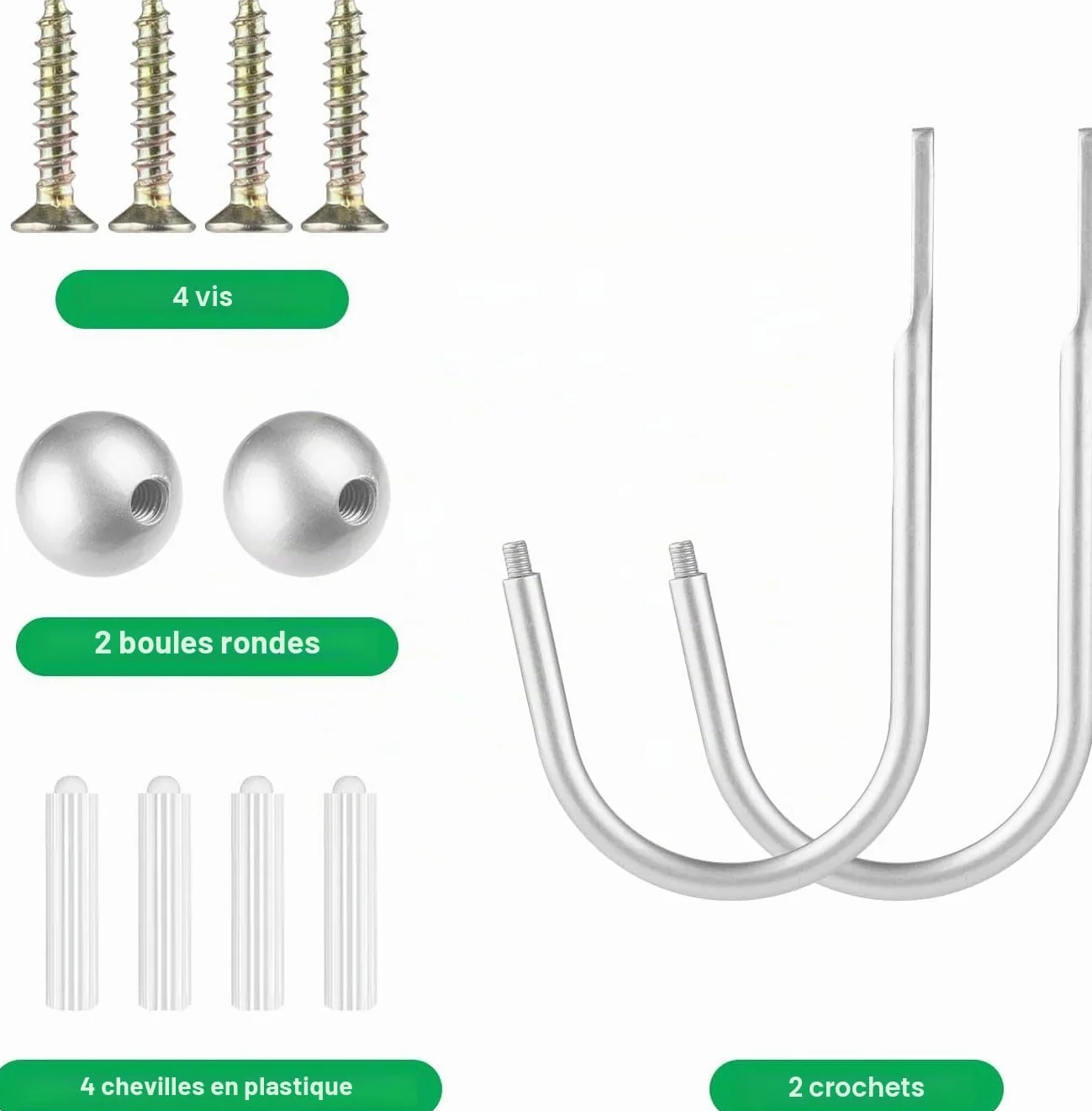 Embrasses de Rideaux 2 pièces Argent Supports Muraux pour Rideaux Crochets Fenêtre Rétro