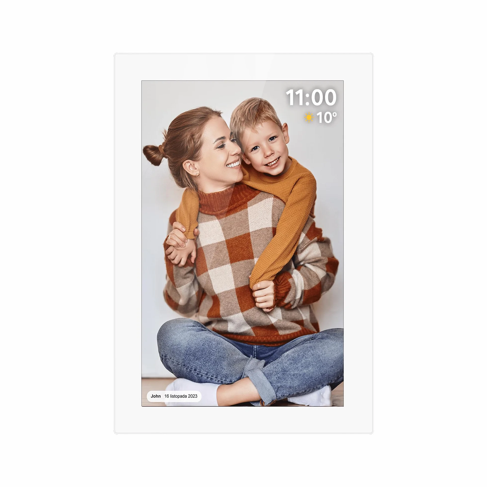 Krüger&Matz Cyfrowa Ramka na Zdjęcia FRAMEO 1280 x 800 px 10,1" Wi-Fi MicroSD Odtwarzanie Klipów Wideo Timer Pogoda Biała Ramka KM1100W