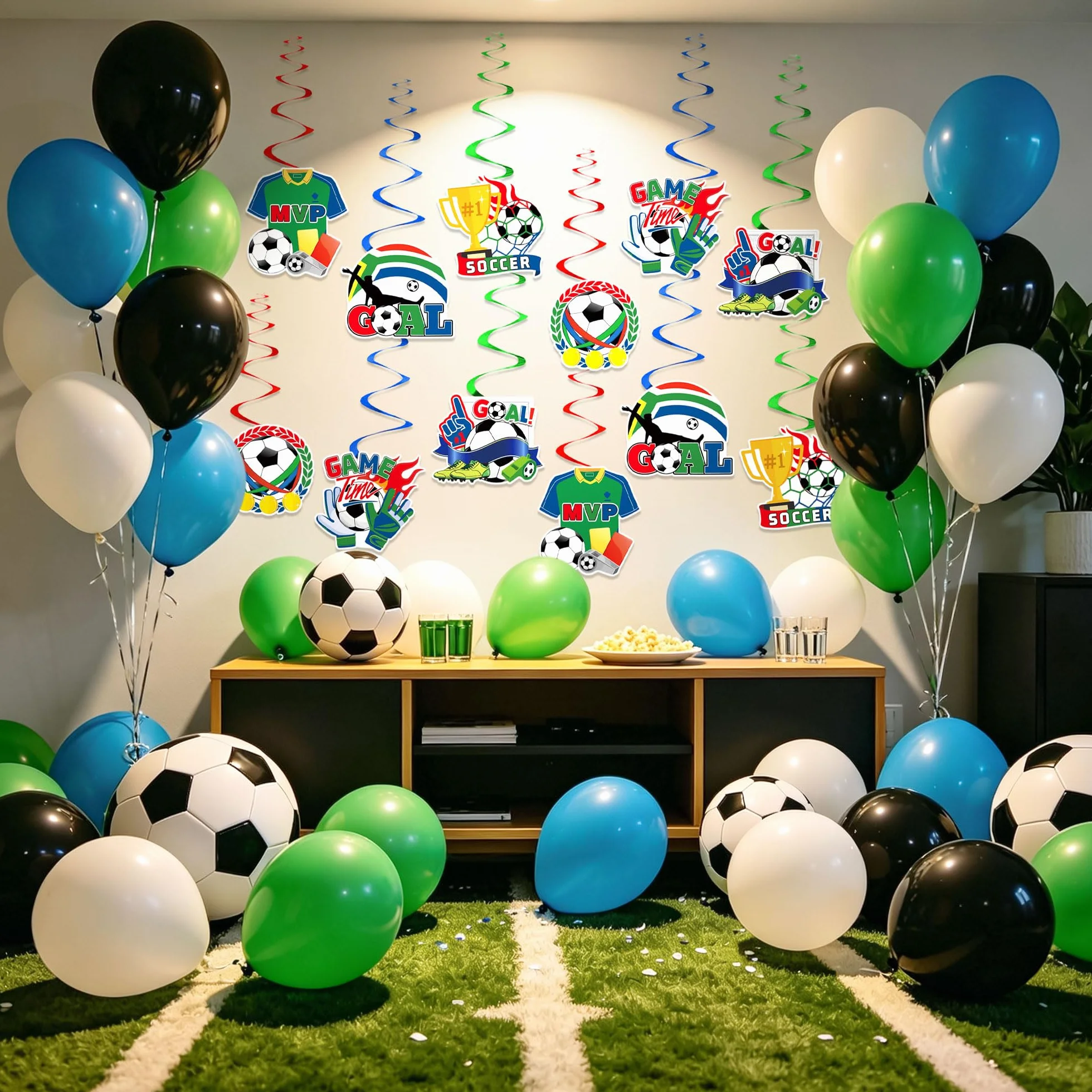 LaVenty 12 décorations fête football spirales suspendues thème sport ornement