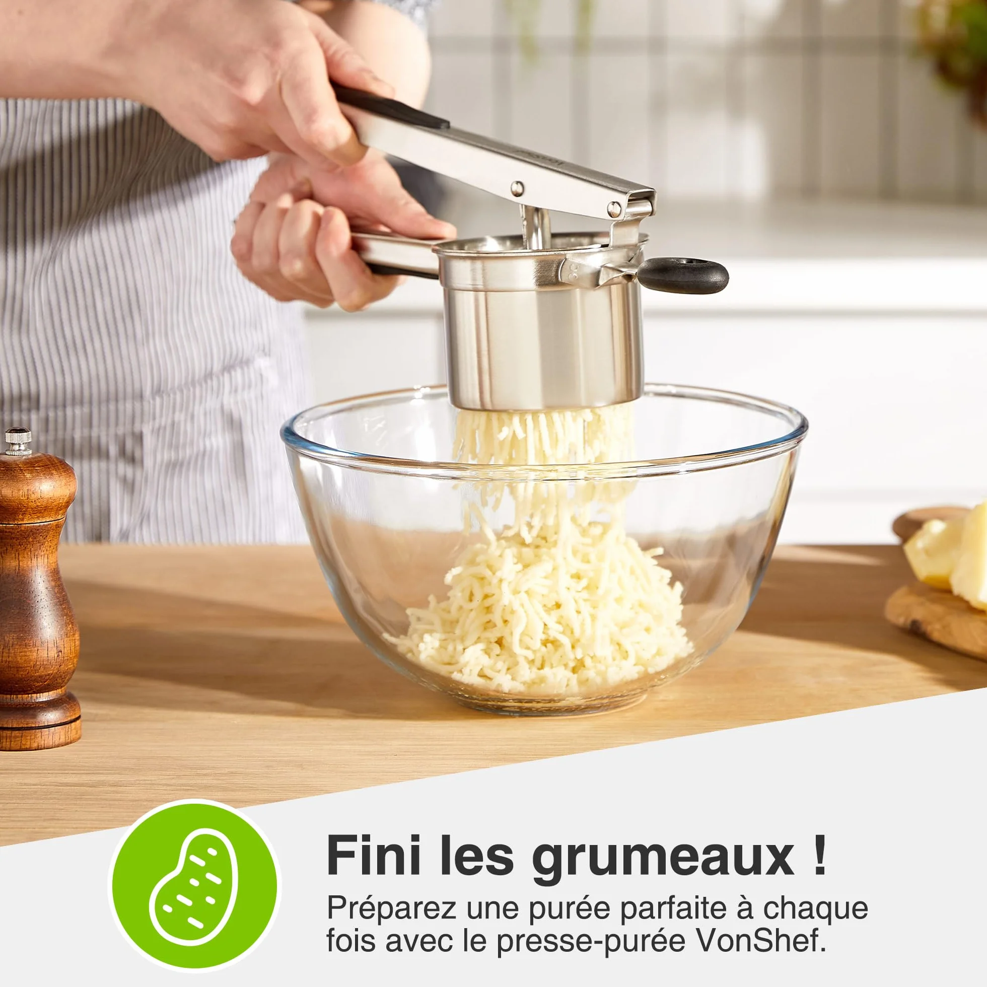 VonShef Presse-Purée Acier Inoxydable pour Fruits et Légumes