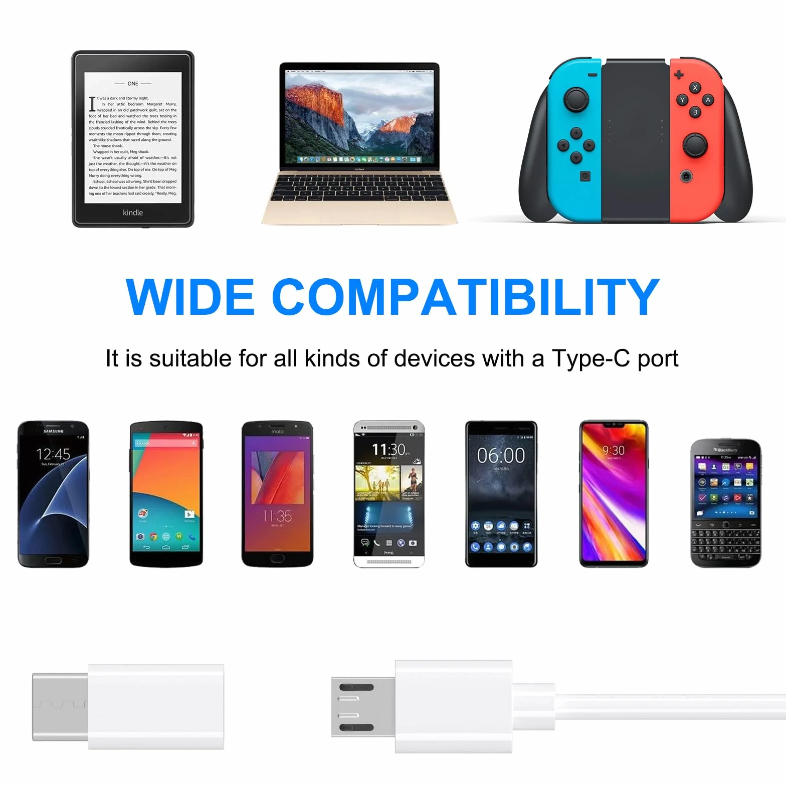 Adaptateur Micro USB vers USB C Lot de 2 Type C Mâle vers MicroUSB Femelle Compatible Samsung Galaxy Huawei Noir