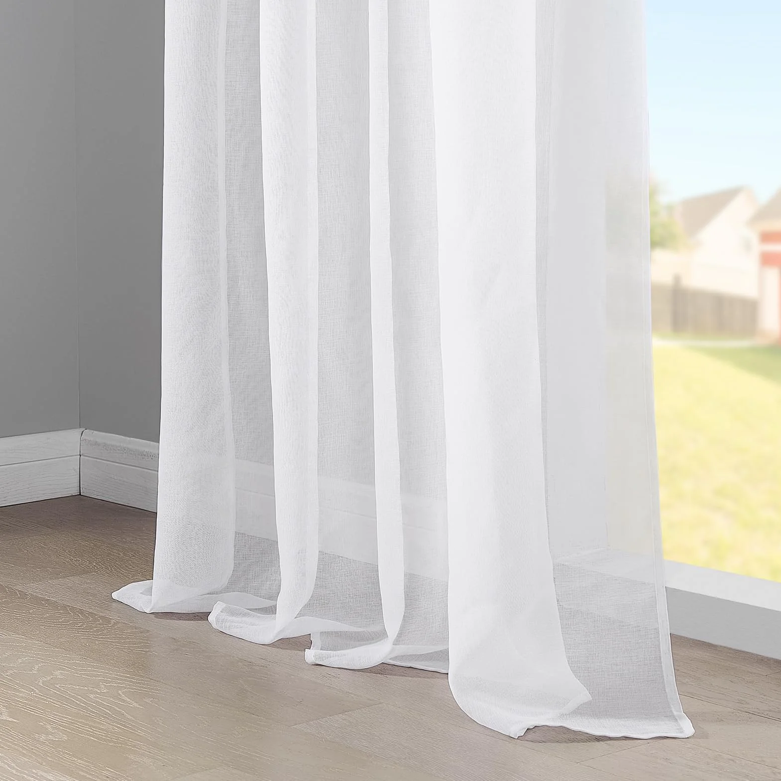 Topfinel Rideau Voilage Blanc 140x240 cm 2 Panneaux Galon Fronceur pour Rail Transparent Effet Lin Fenetre Salon