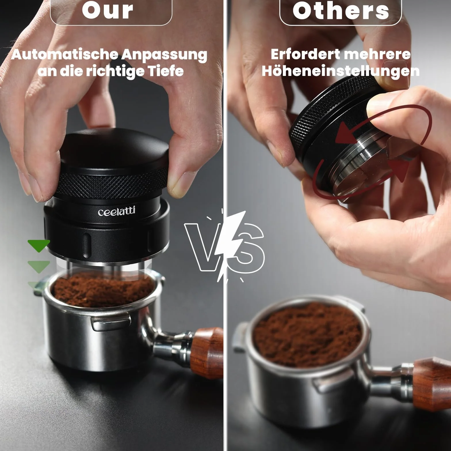 Distributeur de café 54 mm, distribution par gravité pour barista sauge, niveleur de café pour porte-filtre de 54 mm, base à 4 lames en acier inoxydable, noir