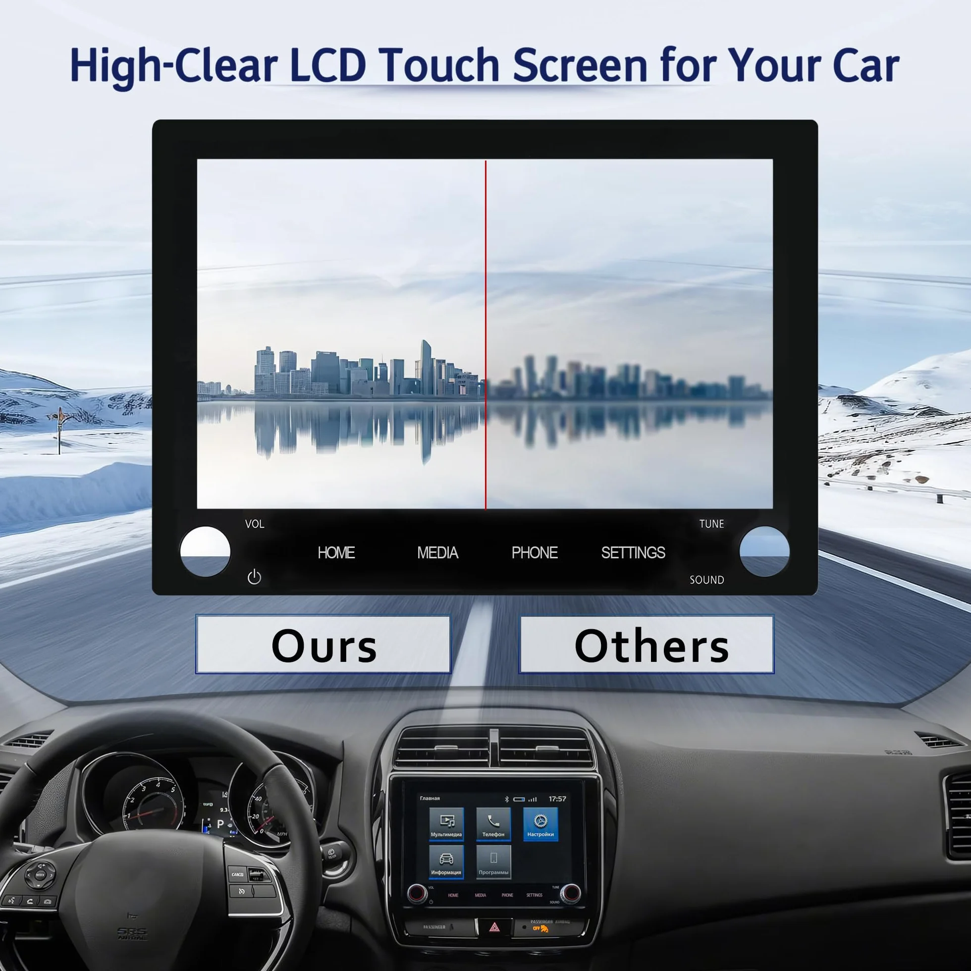 LEMON SHARK Ekran dotykowy LCD 8" radio nawigacja wersja z 2 przyciskami na ekranie do Mitsubishi Outlander 2020-2022 zastępuje nr 8740A130, 8740A040, 8740A076, 8740A040