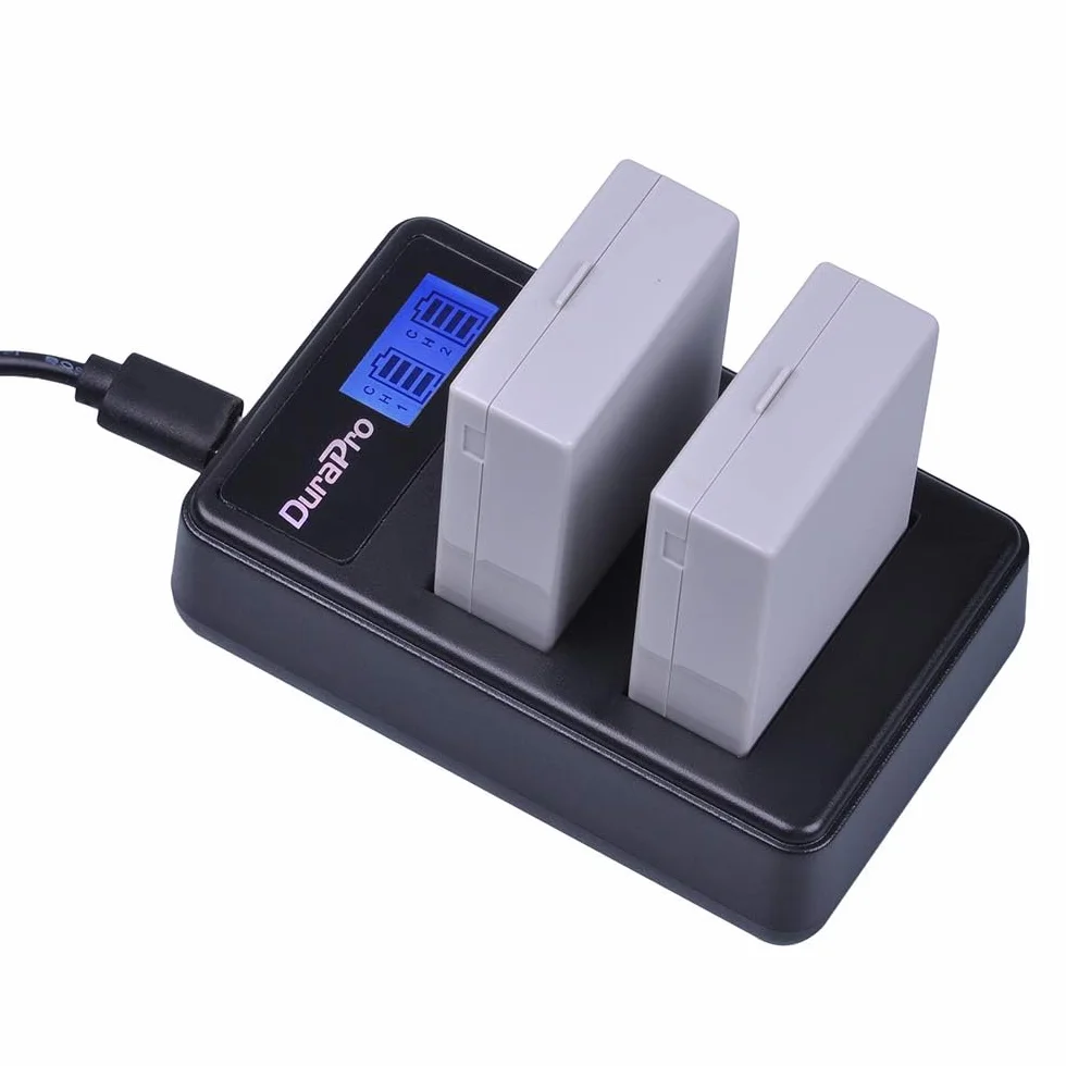 DuraPro 2 szt. akumulator LP-E8 + LED USB Dual ładowarka do Canon LP-E8; Canon EOS 550D, EOS 700D, EOS 600D, EOS 650D, Rebel T2i T3i T4i T5i, Kiss X4 X5 X6i X7i DSLR