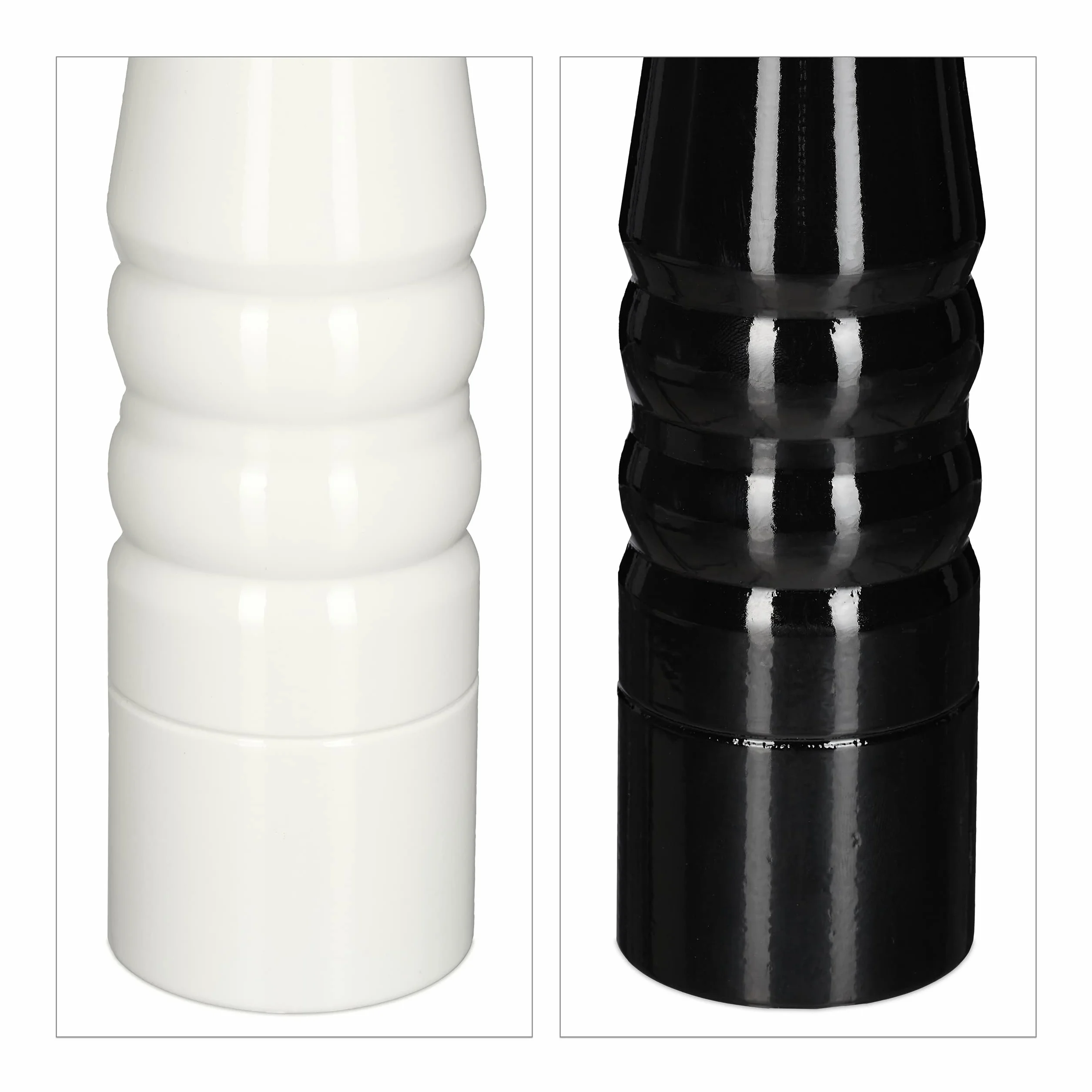 Relaxdays Salière et poivrière, Lot de 2, 40 cm, Moulin en Bois, Manuel, Moulin avec broyeur en céramique, Noir/Blanc