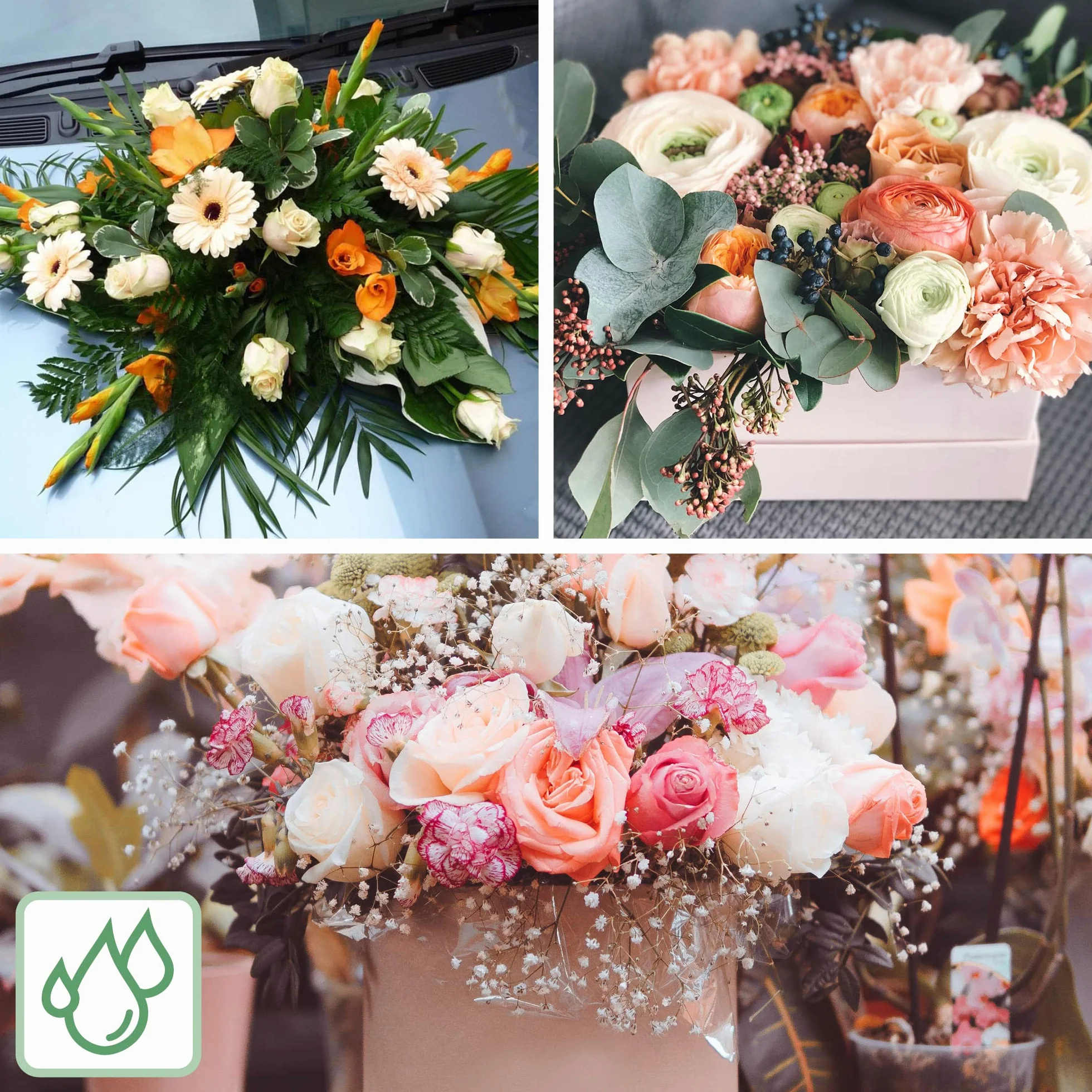 com-four® 3X Masses de bouchage pour Compositions Florales - Mousse Fleurs fraîches Mariage Anniversaire