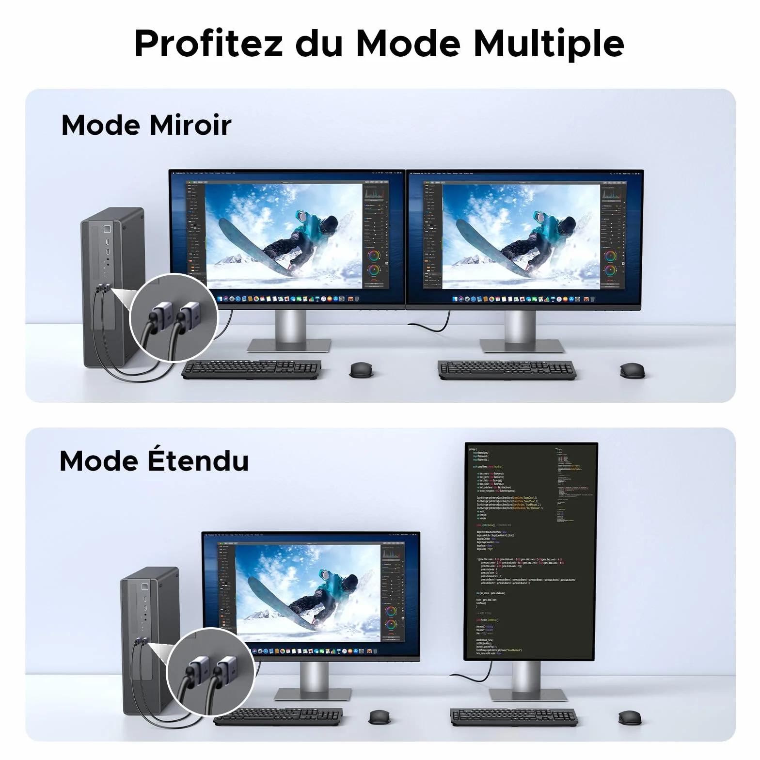 UGREEN Adaptateur DisplayPort vers HDMI 4K 30Hz 2K 60Hz 1080P Unidirectionnel Convertisseur DP Mâle vers HDMI Femelle HDR Aluminium 2 Pack