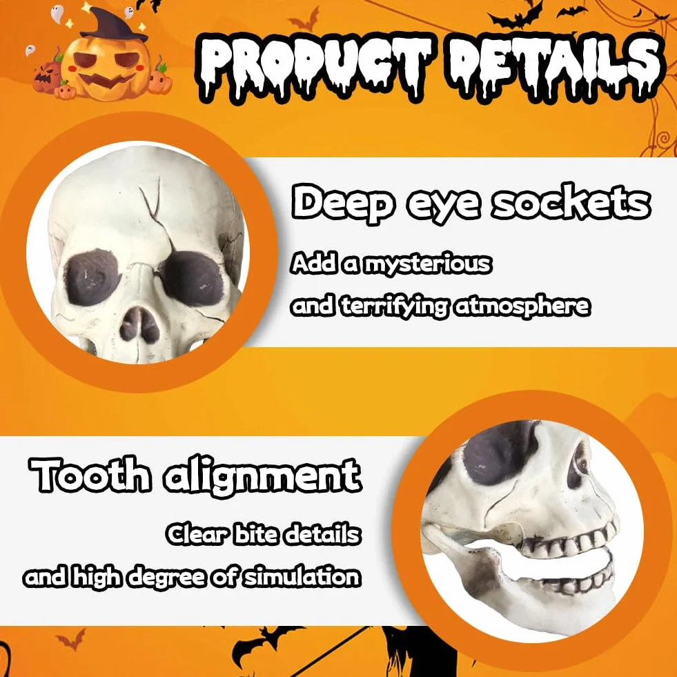Squelette Crâne Halloween Décoration Tête En Plastique Modèle Pour Fête Effrayante