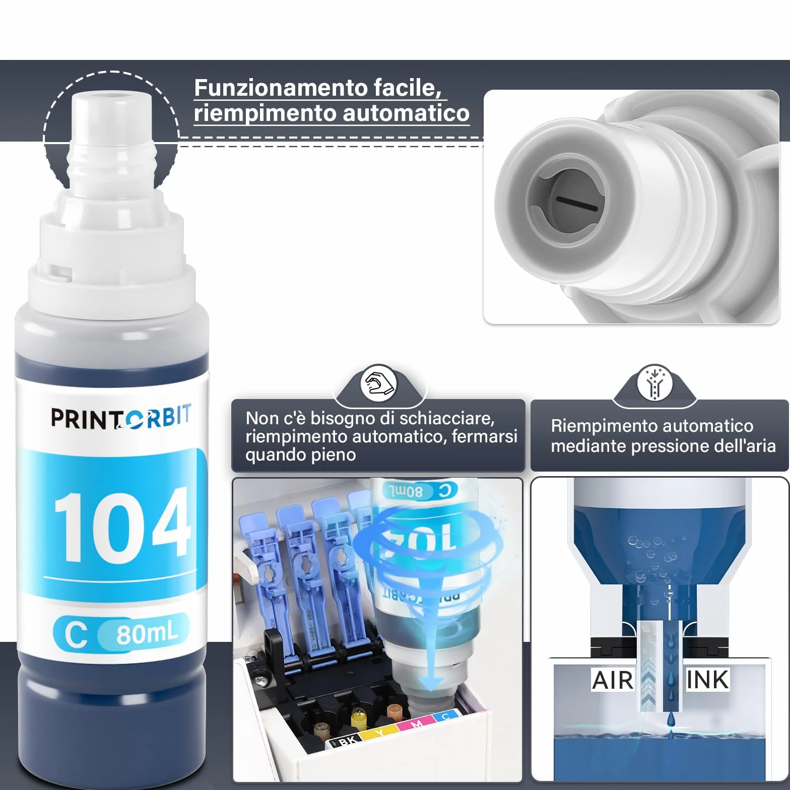104 Encre Compatible pour Imprimante ET-2870 ET-2810 ET-1810 Multipack Bouteille