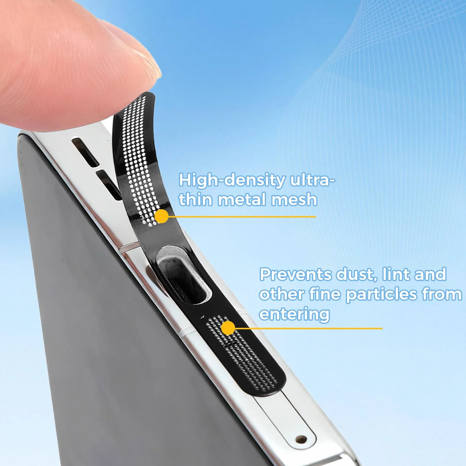 HENGBIRD 63-częściowy zestaw zatyczek do ochrony przed kurzem USB C z osłoną głośnika telefonu, naklejka siatkowa, pęseta, sztyft do czyszczenia telefonu komórkowego, ochrona przed kurzem zatyczki do