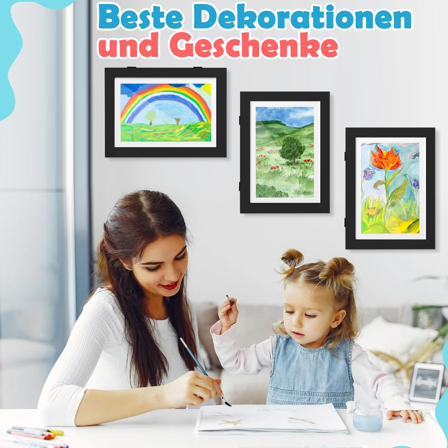 Cadre Dessin Enfant A4 Pliable, Cadre Photo D'art Noir (2PCS)