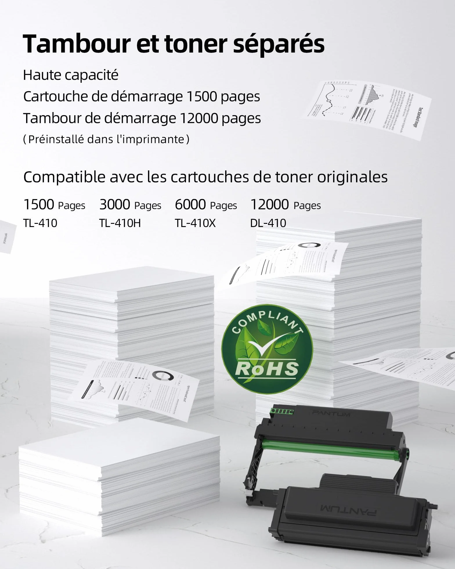 PANTUM M7108DW Imprimante Laser Multifonction Noir et Blanc, Impression Recto-Verso Automatique, WiFi, 33 ppm
