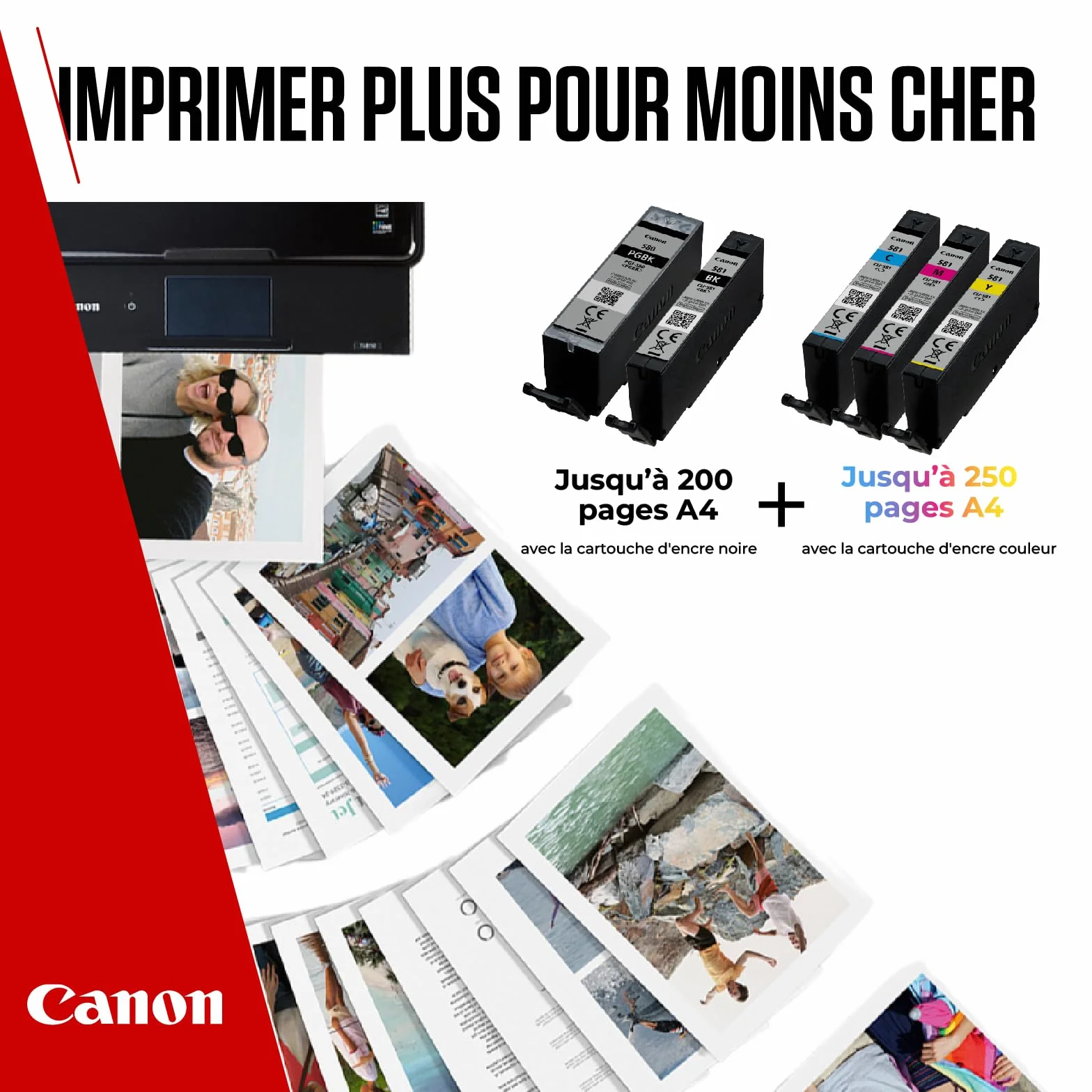 Canon Multipack Cartouche d'encre PGI-580/CLI-581 Authentiques 5 Pack Noir Cyan Magenta Jaune