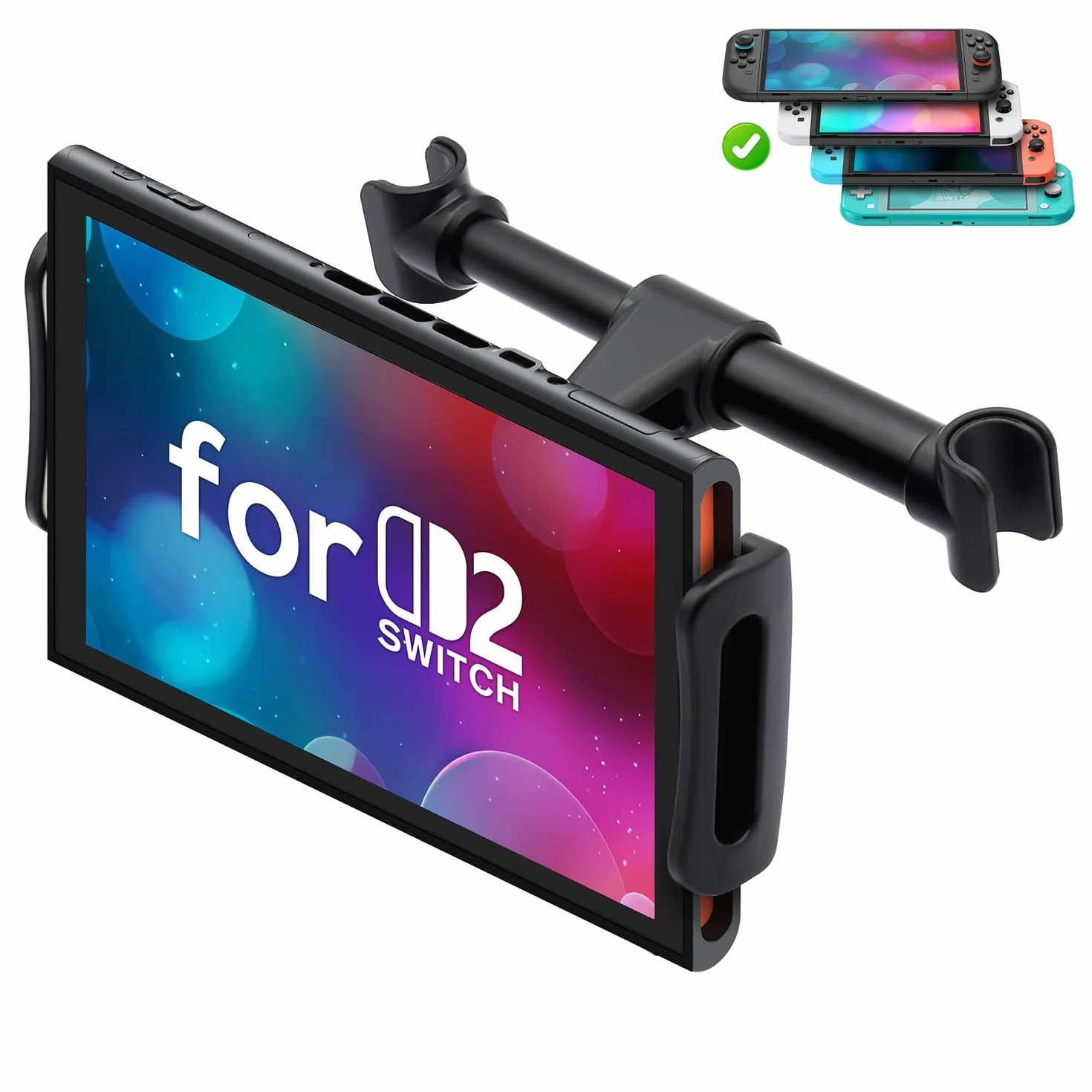 Uchwyt na zagłówek samochodowy kompatybilny z Nintendo Switch & OLED Model, regulowany uniwersalny uchwyt samochodowy do konsoli do gier, telefonów i tabletów (4"-11")
