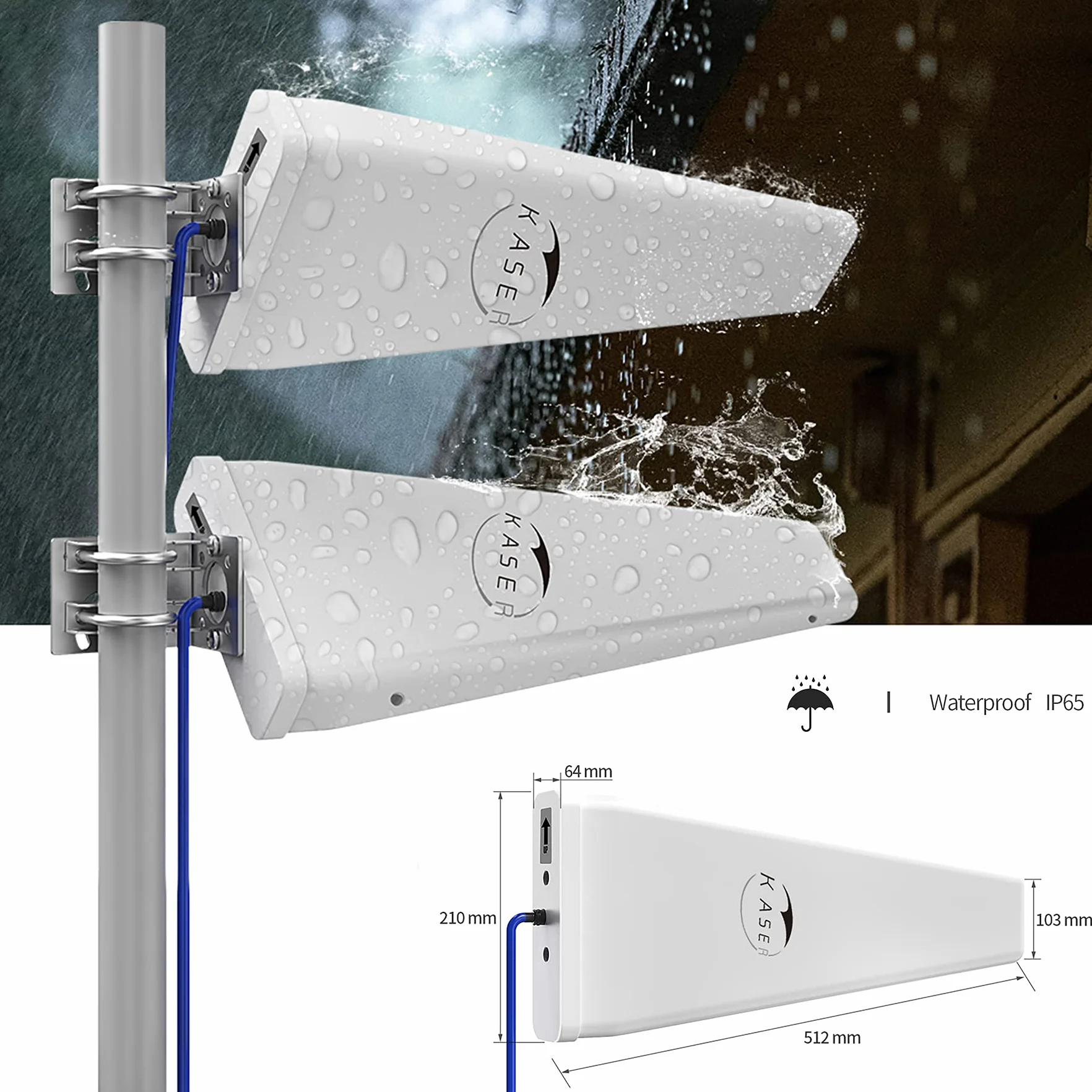 KASER Antena LPDA 4G 5G LTE Zewnętrzna Mimo kierunkowa 698-2700 | 3300-3800 MHz Zysk do 12 dBi Kompatybilny z routerem 4g 5g Złącze N-SMA z adapterem TS9 Kabel o niskiej stratności 10 metrów