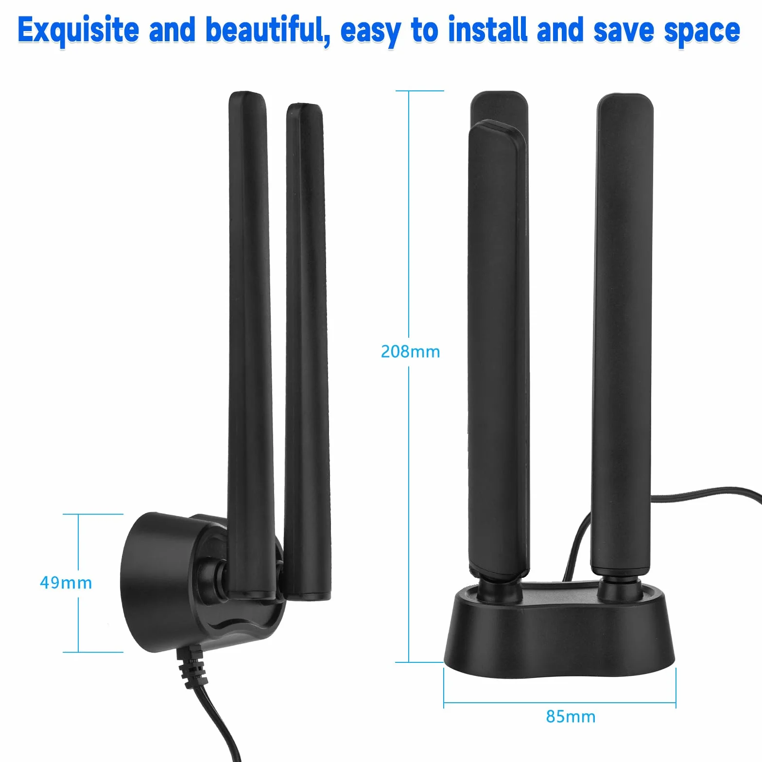 Eightwood Antena WiFi 6E 2,4 g/5 g/5,8 g/6 g wzmacniacz sygnału WLAN trójpasmowa podstawa magnetyczna z przedłużaczem RP-SMA do routera Wi-Fi 5/6/6E PCI PCI-E karty PC płyta główna Bluetooth