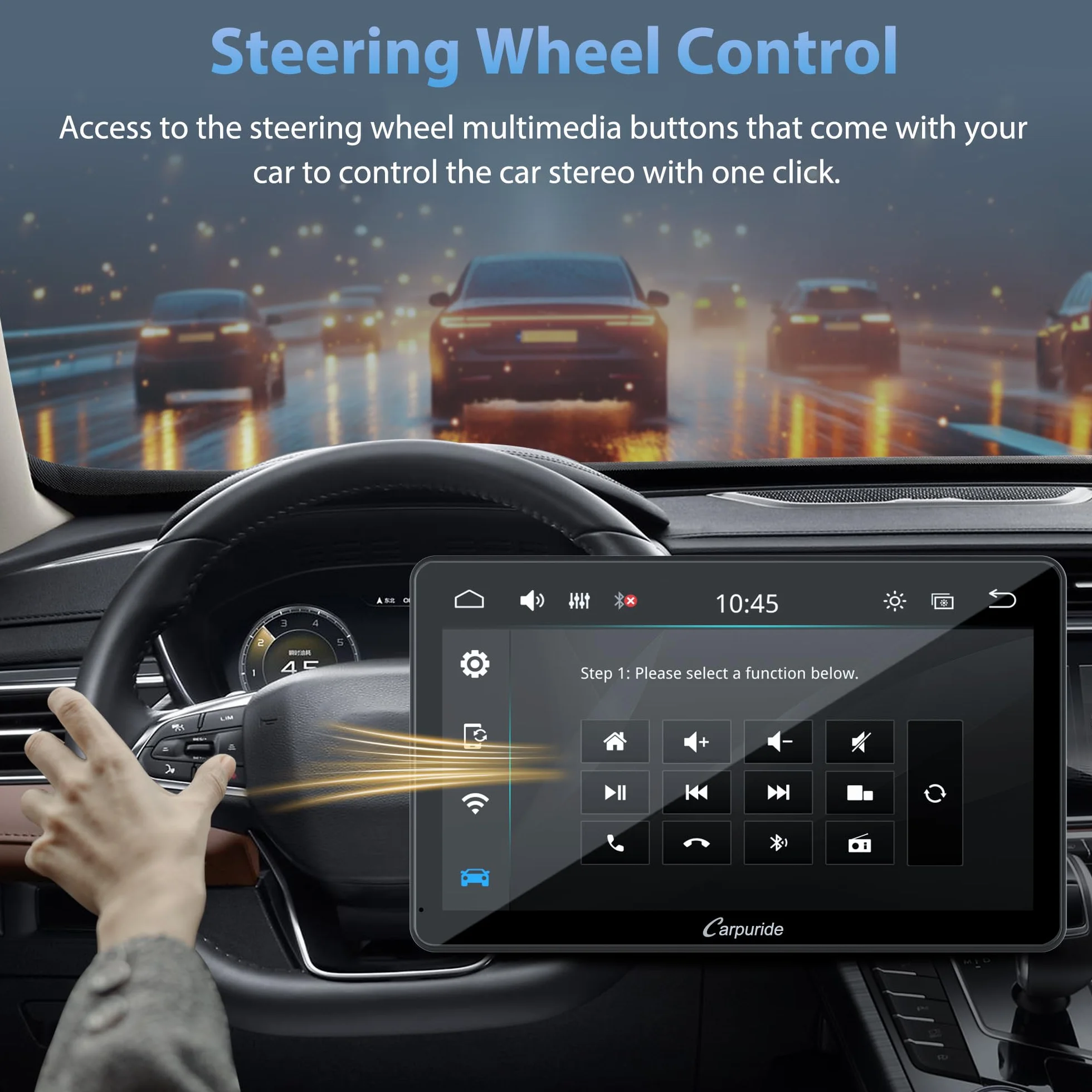 Carpuride YT101S radio samochodowe z podwójnym DIN, bezprzewodowe CarPlay i Android Auto z kamerą cofania, ekran dotykowy HD 10,1", nawigacja GPS, Mirror Link, muzyka Bluetooth, USB, FM, SWC