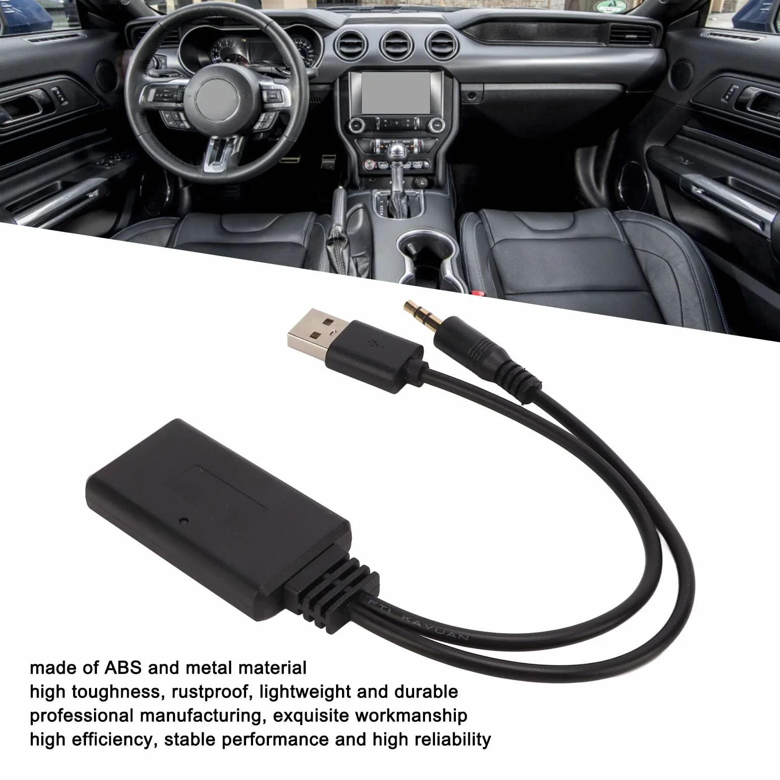 Yosoo Samochodowy sprzęt audio Bluetooth, uniwersalny odbiornik Bluetooth 5.0 samochodowy adapter audio stereo USB samochodowy kabel Aux