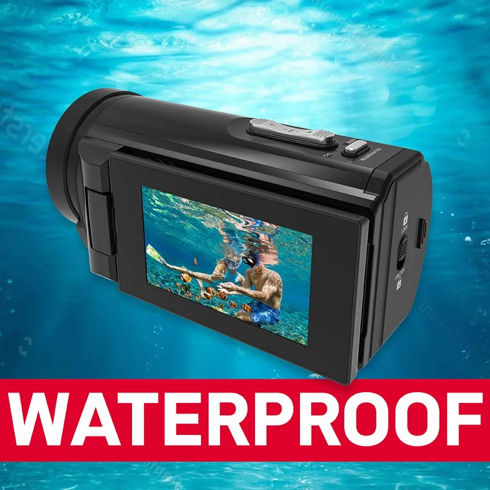 AGFA Realimove CC4000W - wodoodporna kamera 4K, 3-calowy ekran dotykowy, 18-krotny zoom cyfrowy, wideo 2,7K, zdjęcie 24 MP, pilot zdalnego sterowania, wiele trybów nagrywania, bateria litowa - czarna