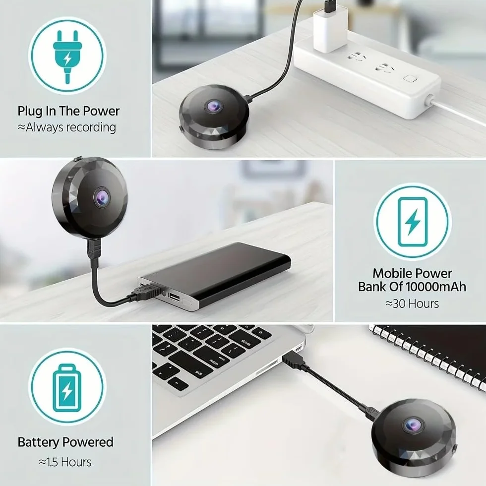 Mini kamera bezpieczeństwa WiFi, 1080p HD, bezprzewodowy nadzór wewnętrzny z noktowizorem, wykrywanie ruchu, sterowanie aplikacją mobilną, czarna (1, tylko kamera)