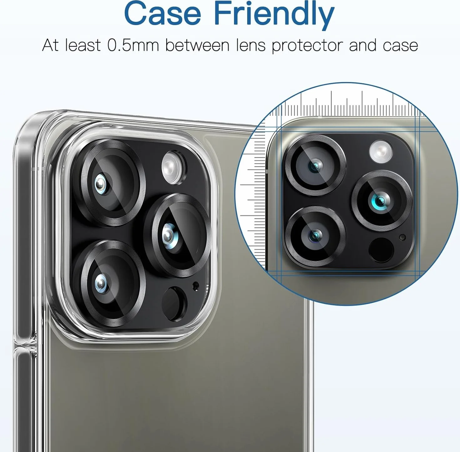 [2-pak ochrony obiektywu aparatu do iPhone'a 16 Pro/16 Pro Max, szkło hartowane 9H, pokrywa z płyty aluminiowej lotniczej, Night Circle, przejrzystość HD, kompatybilna z etui, łatwa