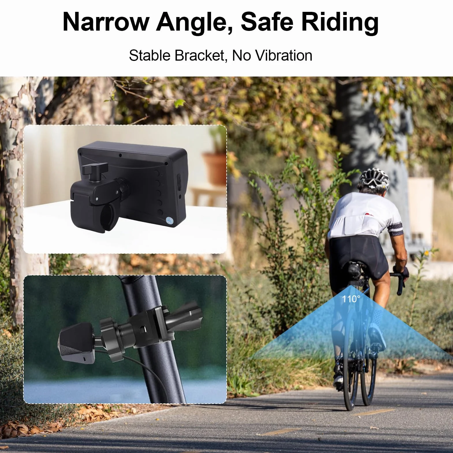 Shkalacar Rowerowa kamera cofania, kamera 1080P z 5-calowym monitorem, noktowizorem, szerokim kątem widzenia 110° do rowerów górskich, rowerów górskich