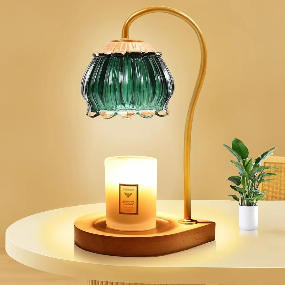 Lampe Chauffe Bougie avec Variateur et Minuterie, Candle Warmer Lamp électrique avec Deux Bulbes, Lumière Chauffe Bougie pour Décoration de Chambre