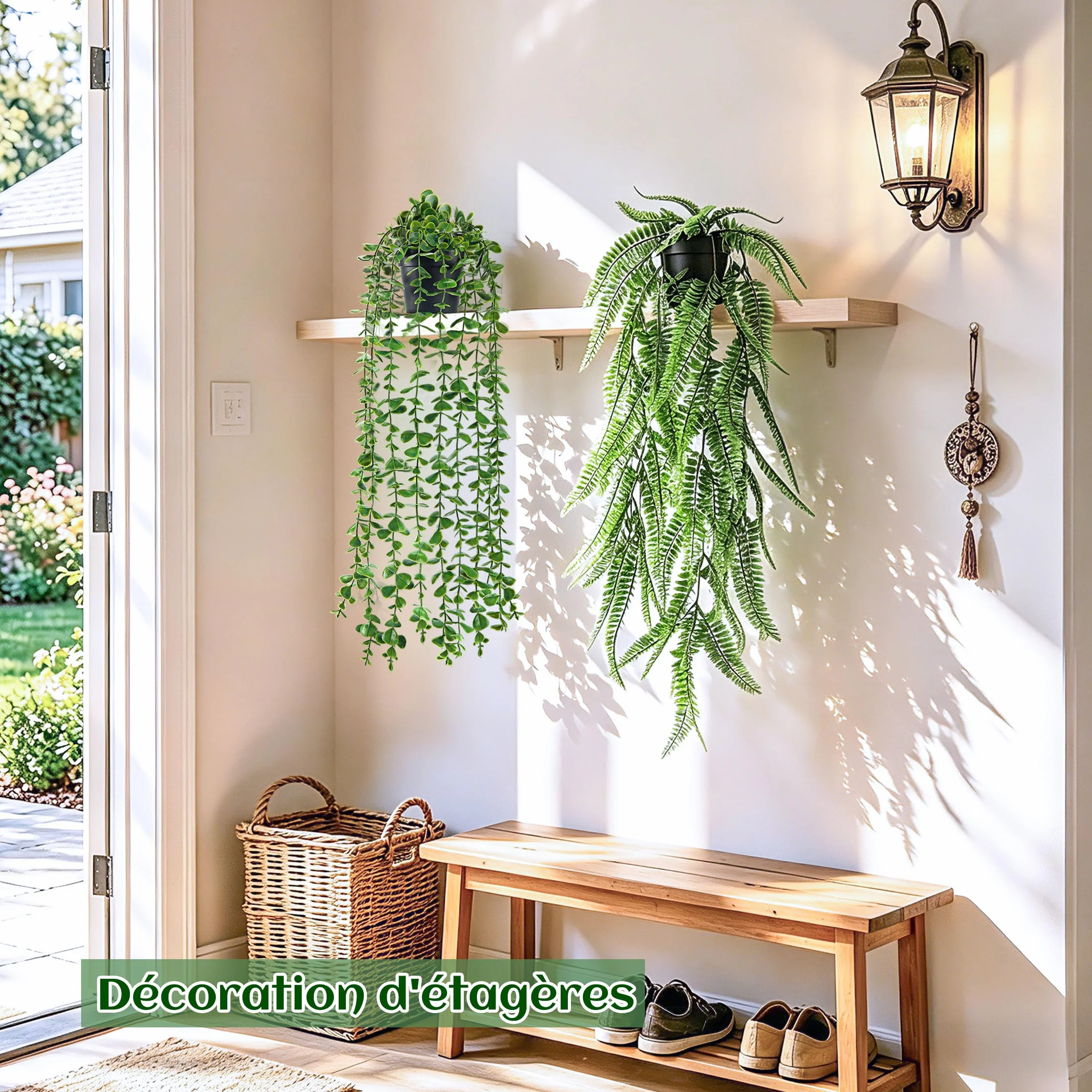 Der Rose 4 Pcs Plantes Artificielles Tombantes Intérieur Extérieur Fausse Plante Décoration Bureau Salon Cuisine Jardin