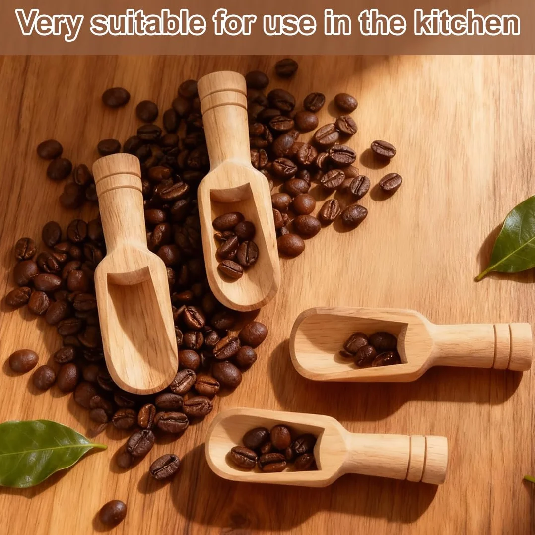 Lot de 4 Mini Cuillères en Bois Réutilisables pour Sel, Épices, Bain et Sucre