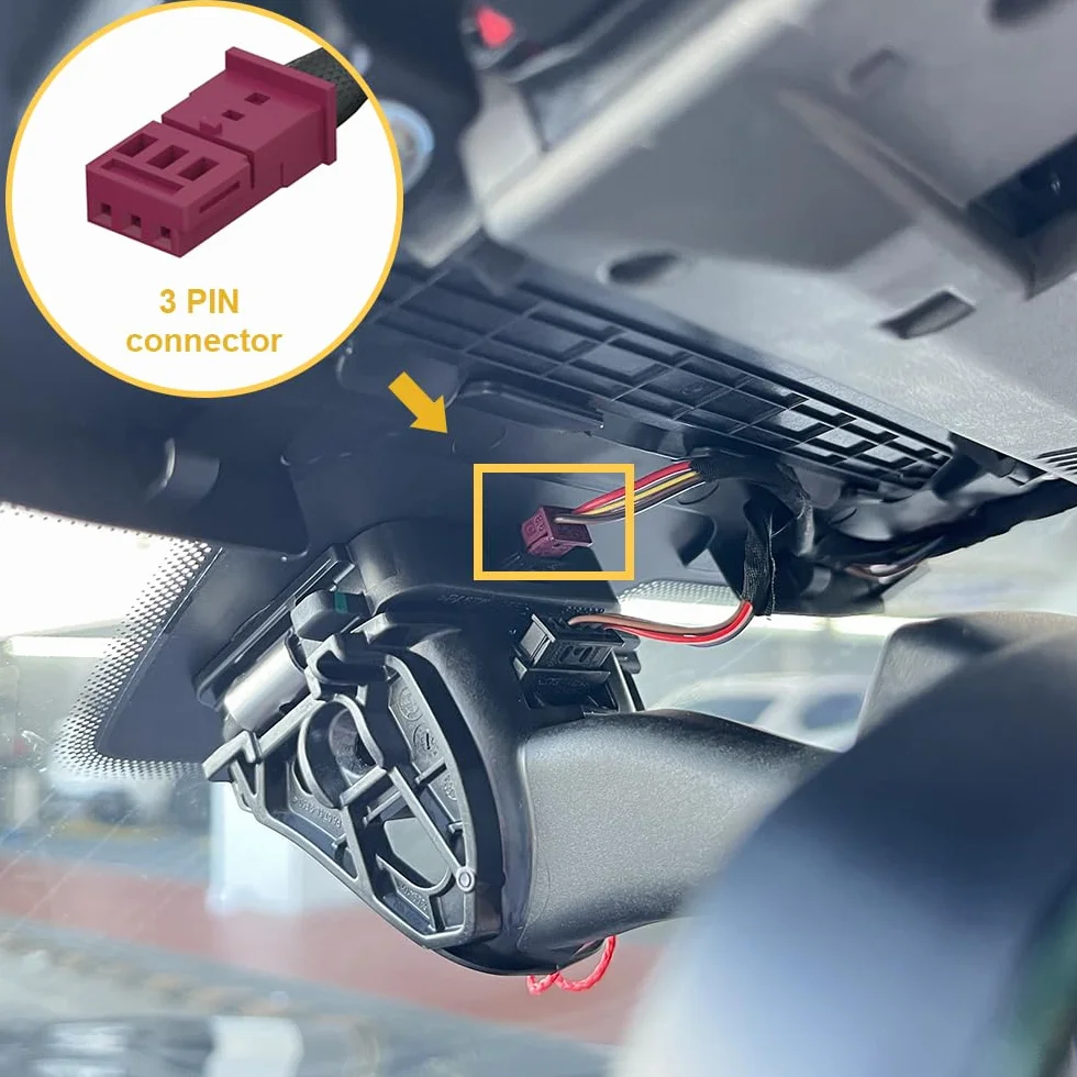 Dash Cam Adapter zasilania (3-Pin) Nadaje się do podwozia BMW i MINI, Wyświetlacz LED Zasilanie USB, Podłącz do czujnika deszczu, wyjście 5V 12V, Łatwe w instalacji, D3-024