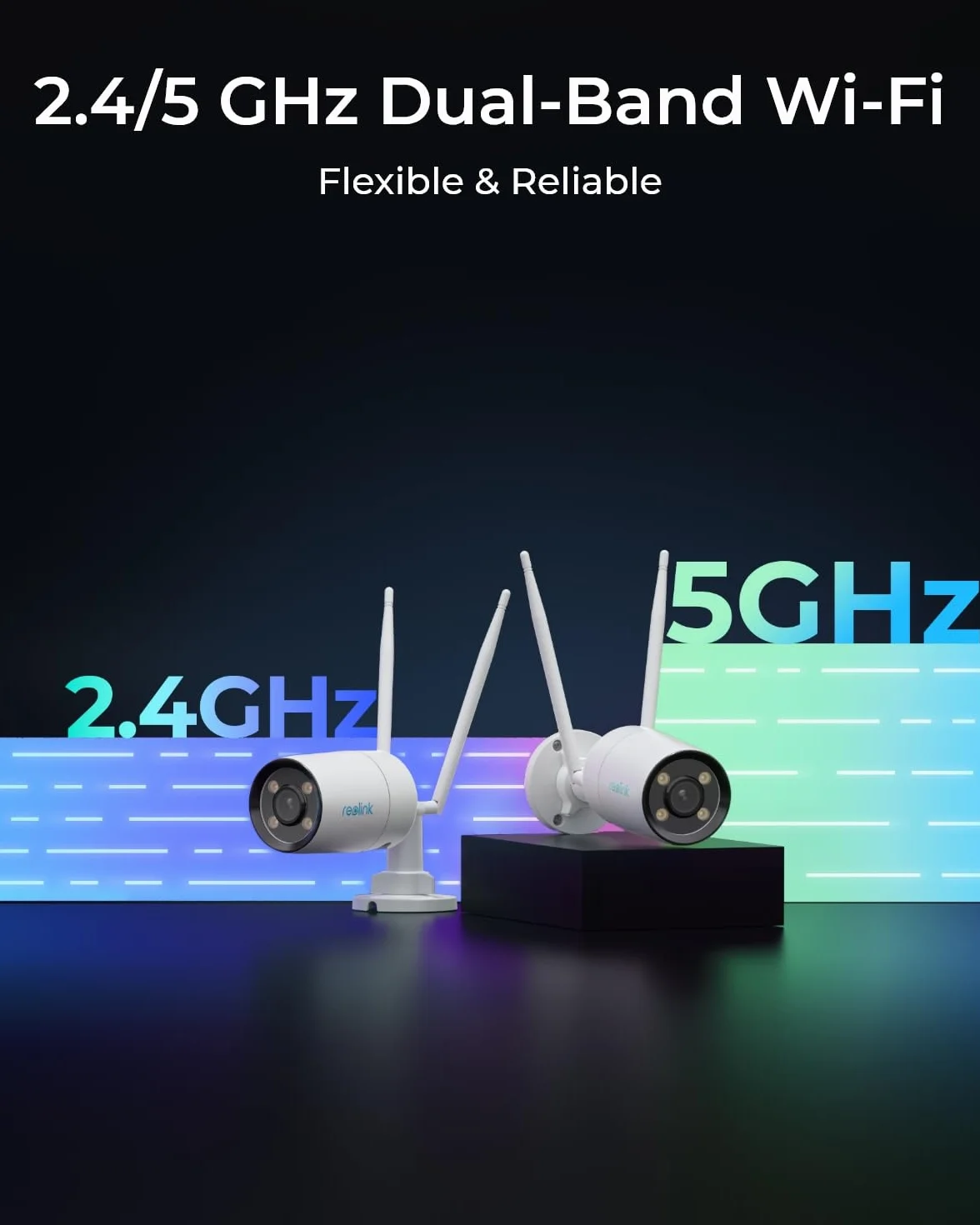 Reolink Zewnętrzna Kamera ColorX z noktowizorem True Color, rozdzielczością 2K 4MP HD, Wi-Fi 5GHz/2.4GHz, Super Przysłoną F1.0, Zaawansowanym Czujnikiem 1/1.8'', Dwukierunkowym Dźwiękiem, CX410W