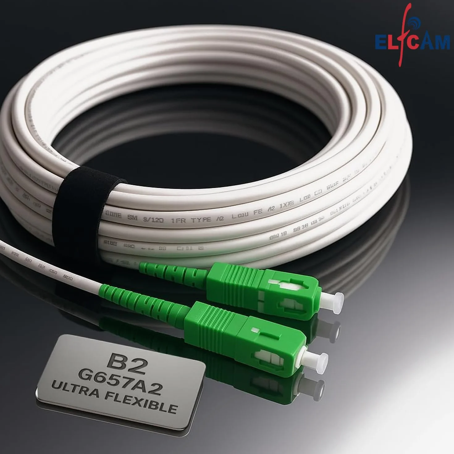 Elfcam Câble Rallonge Fibre Optique 10m Monomode SC-APC à SC-APC Jarretière Simplex Blanc