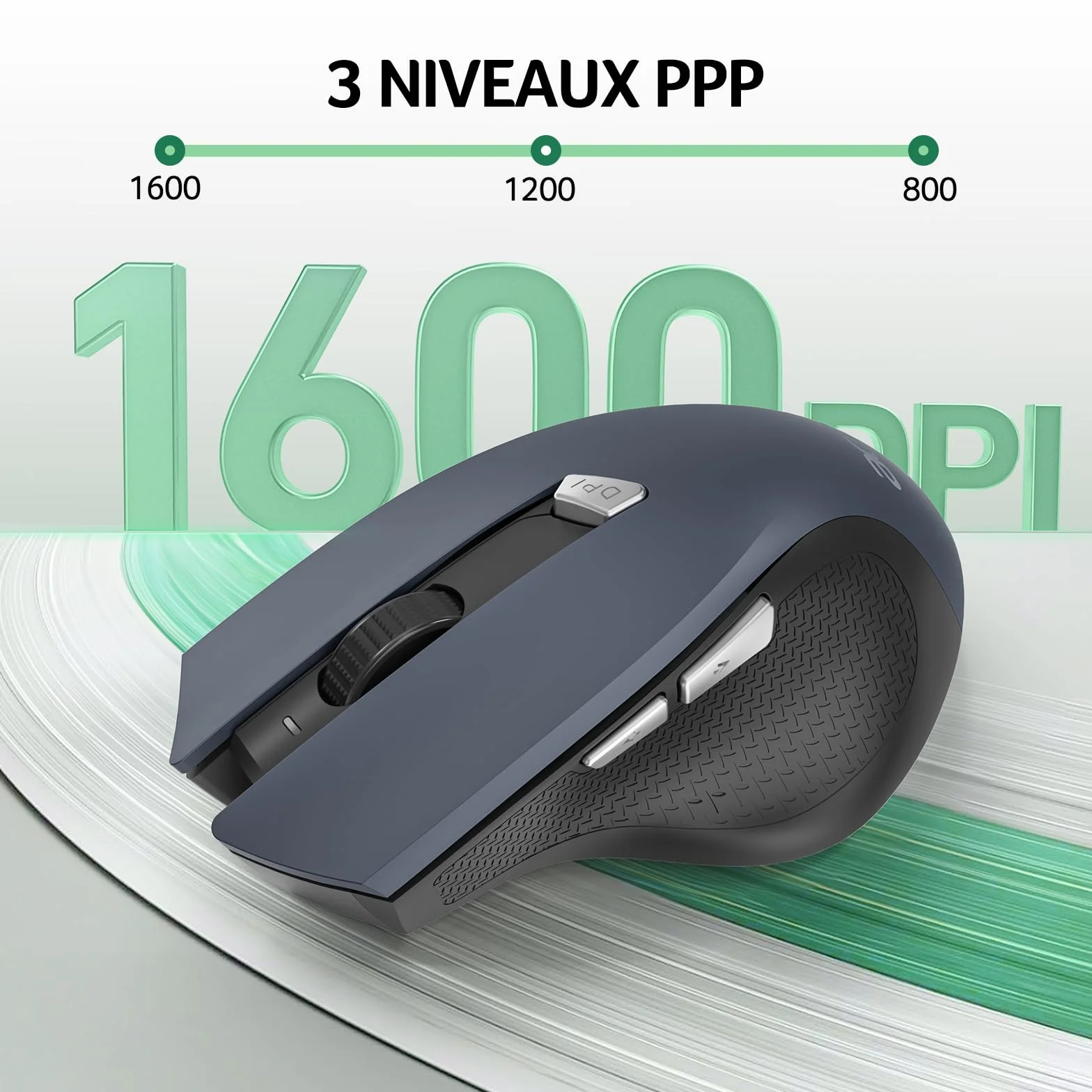 Acer Souris Ergonomique sans Fil 2,4GHz, Souris Optique USB 1600 DPI réglable, 6 Boutons, Compatible PC/Mac/Laptop/Chromebook