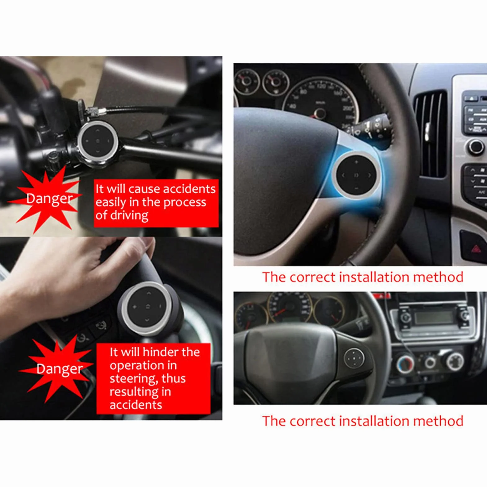 Bezprzewodowy Pilot Bluetooth z Przyciskiem Multimedialnym do Kierownicy Samochodu, Uruchamianie Siri, Sterowanie muzyką, Selfie, Kompatybilny z IPhonem i Androidem