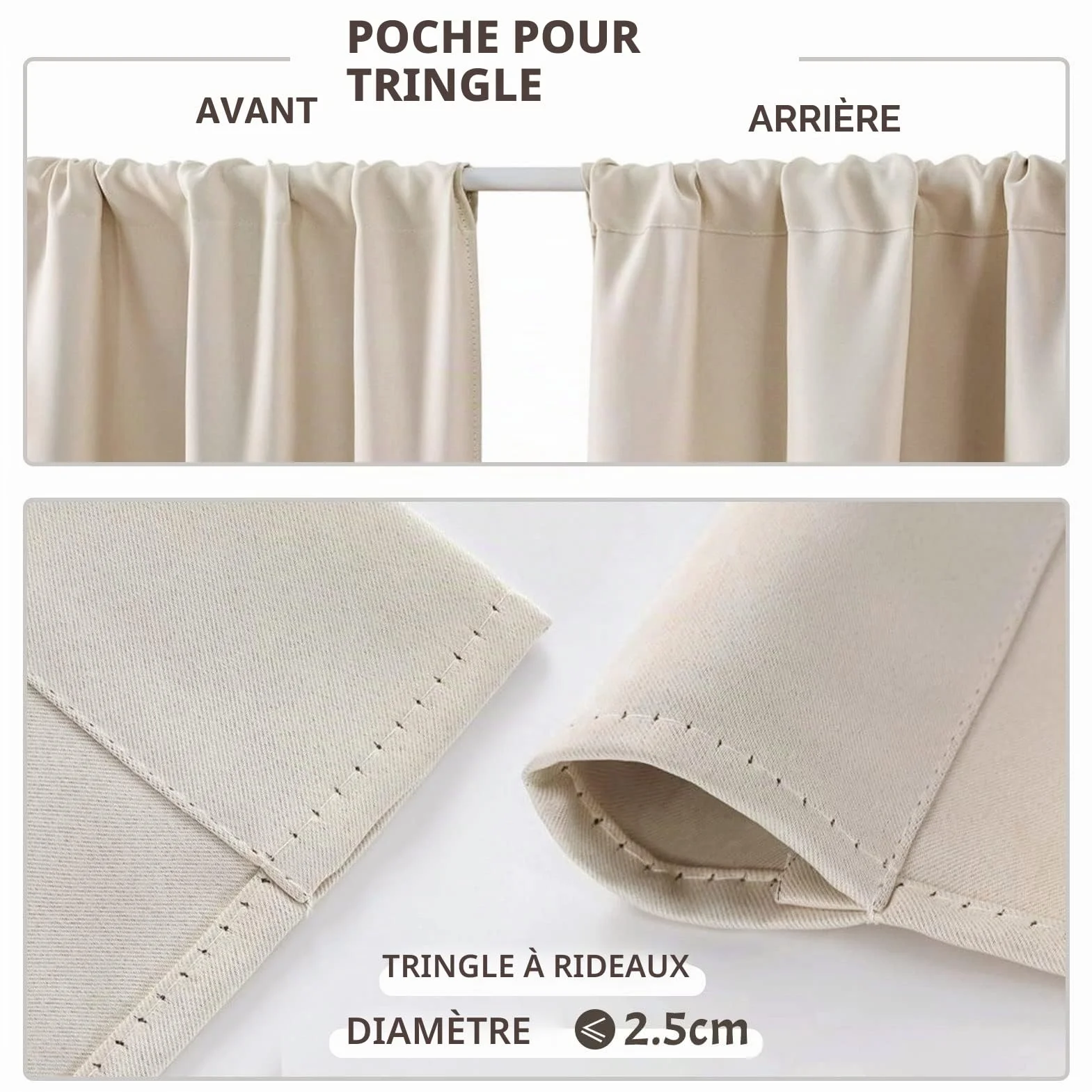 MRTREES Rideau Occultant Thermique Isolant Anti Froid Chaleur 60x120 cm Beige 2 Pièces